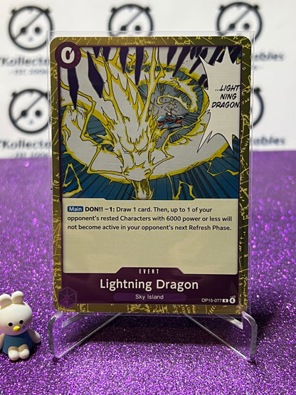 2026 ONE PIECE ADVENTURE ON KAMI'S ISLAND LIGHTNING DRAGON # OP15-077 R FOIL TCG CARD
