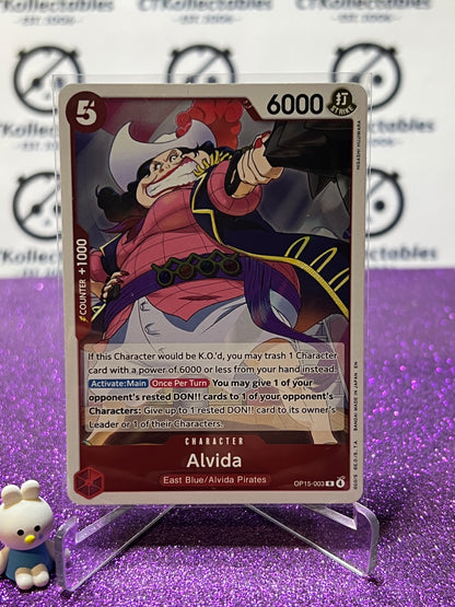 2026 ONE PIECE ADVENTURE ON KAMI'S ISLAND ALVIDA # OP15-003 R FOIL TCG CARD