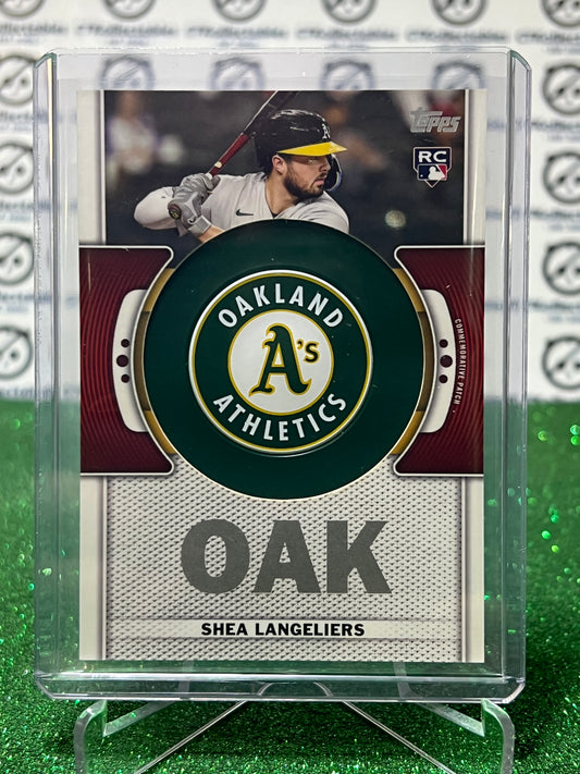 2023 TOPPS SHEA LANGELIERS # TLP-SHL ROOKIE LOGO PATCH RELIC OAKLAND ATHLETICS BASEBALL CARD