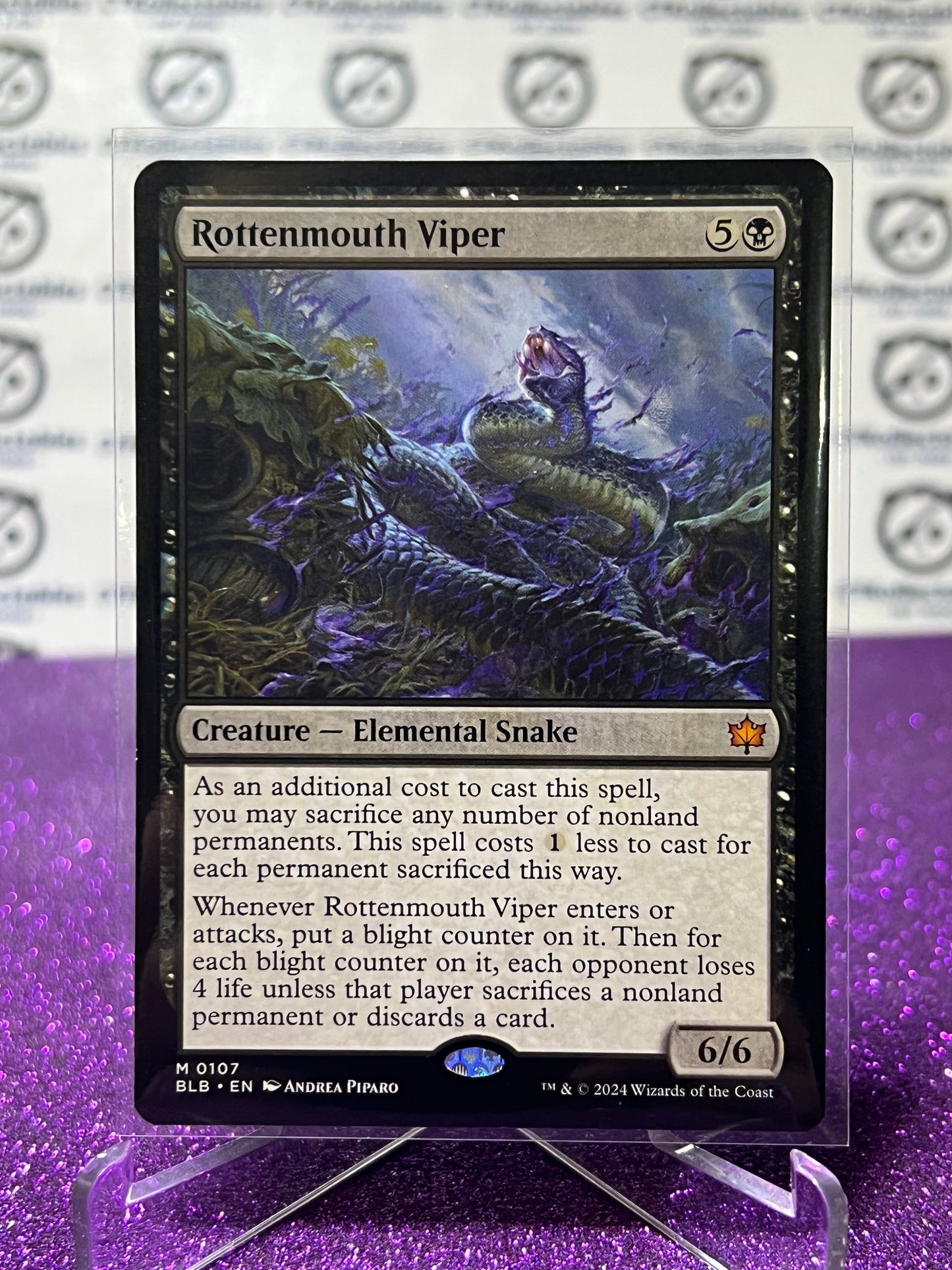 2024 MAGIC THE GATHERING BLOOMBURROW ROTTENMOUTH VIPER # M 0107 NON-FOIL CREATURE-ELEMENTAL SNAKE MYSTIC CARD