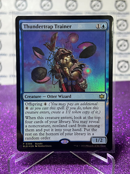 2024 MAGIC THE GATHERING BLOOMBURROW THUNDERTRAP TRAINER # P 0386 FOIL CREATURE-OTTER WIZARD PROMO CARD