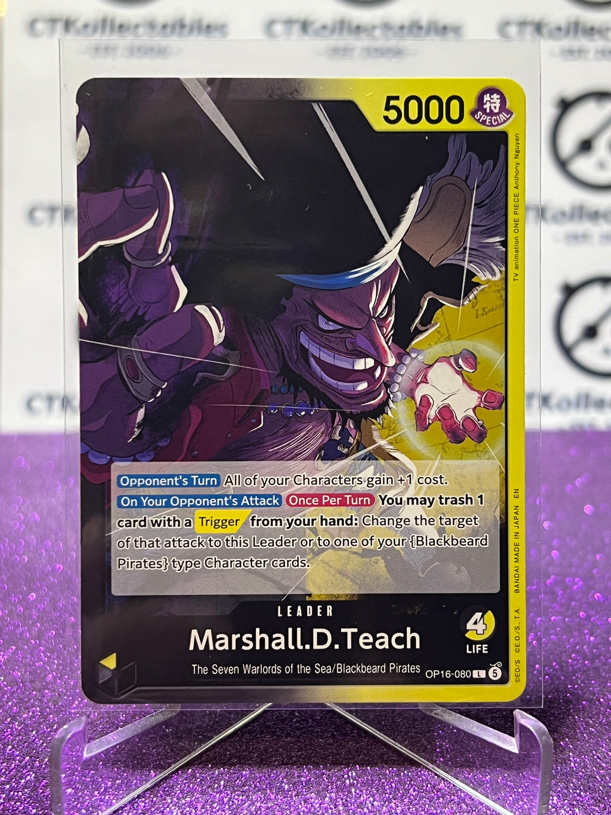 2026 ONE PIECE THE TIME OF BATTLE MARSHALL.D.TEACH # OP16-080 L NON-FOIL TCG CARD