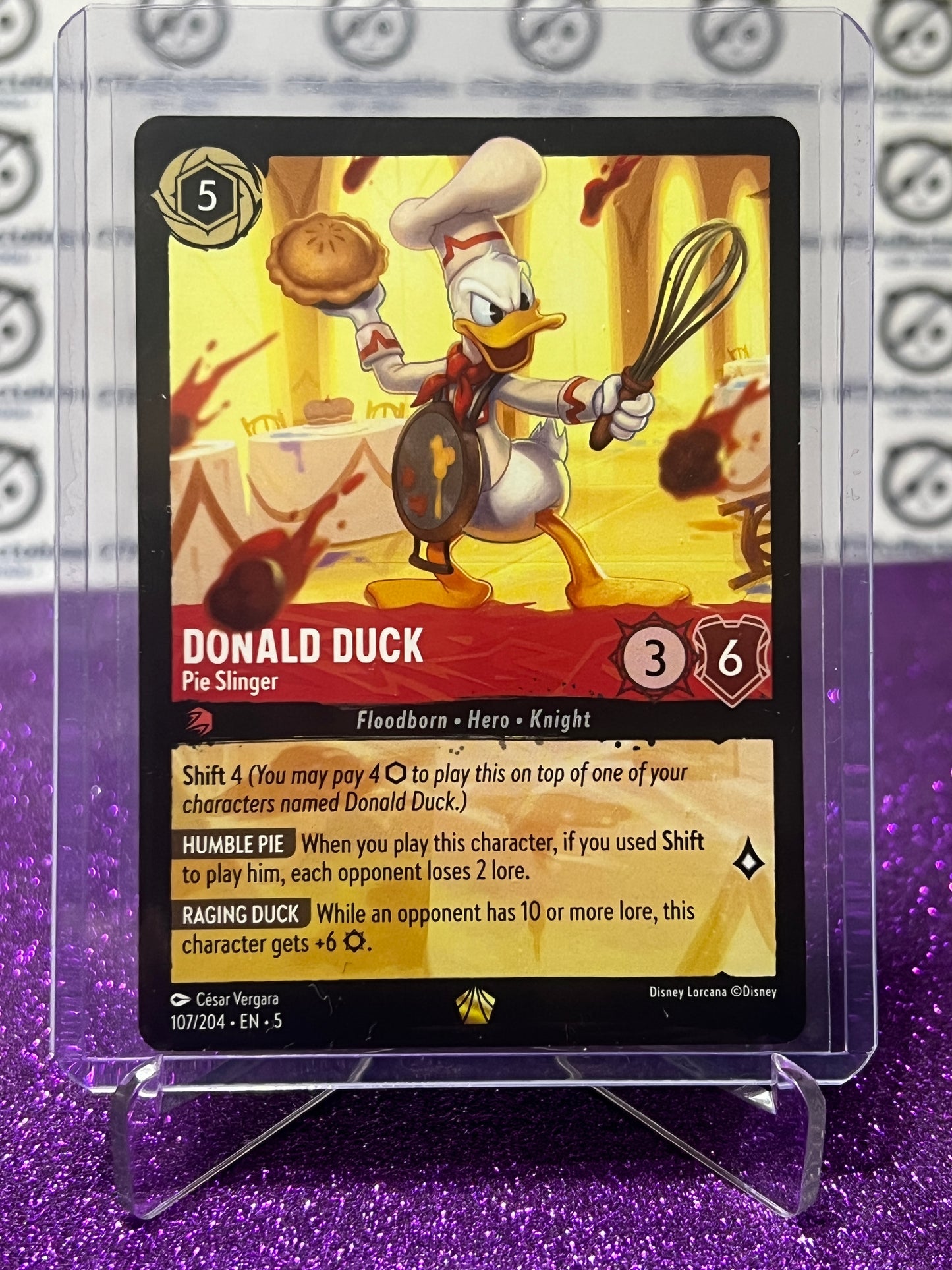 2024 DISNEY LORCANA SHIMMERING SKIES DONALD DUCK # 107/204 NON-FOIL GOLD LEGENDARY