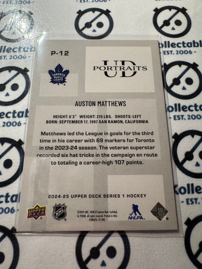 2024-25 Upper Deck Hockey Auston Matthews UD Portraits  #P-12 Maple Leafs