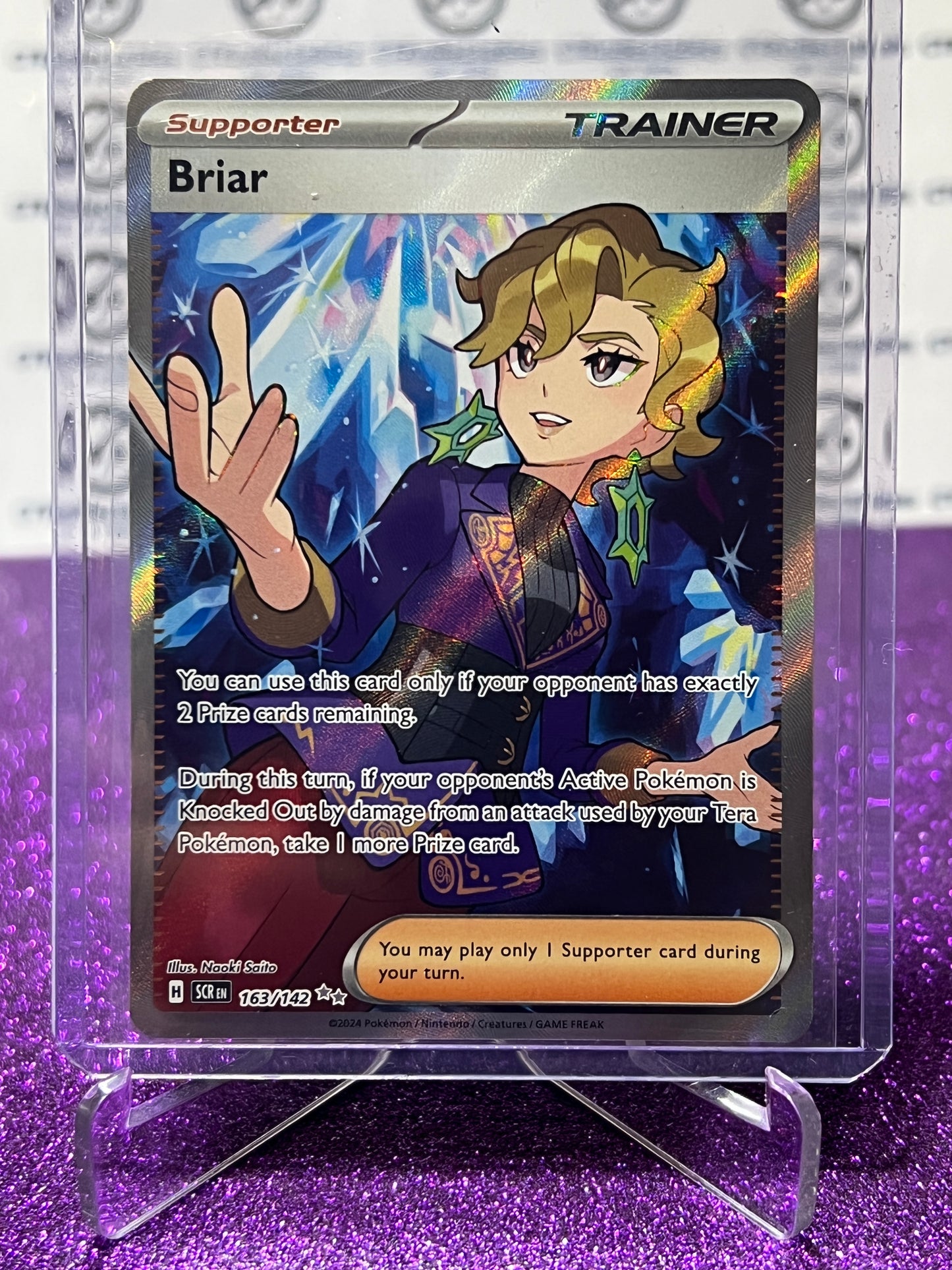 2024 SCARLET & VIOLET STELLAR CROWN POKEMON CARD TRAINER BRIAR # 163/1 CTKollectables 2024 SCARLET & VIOLET STELLAR CROWN POKEMON CARD TRAINER BRIAR # 163/1 CTKollectables