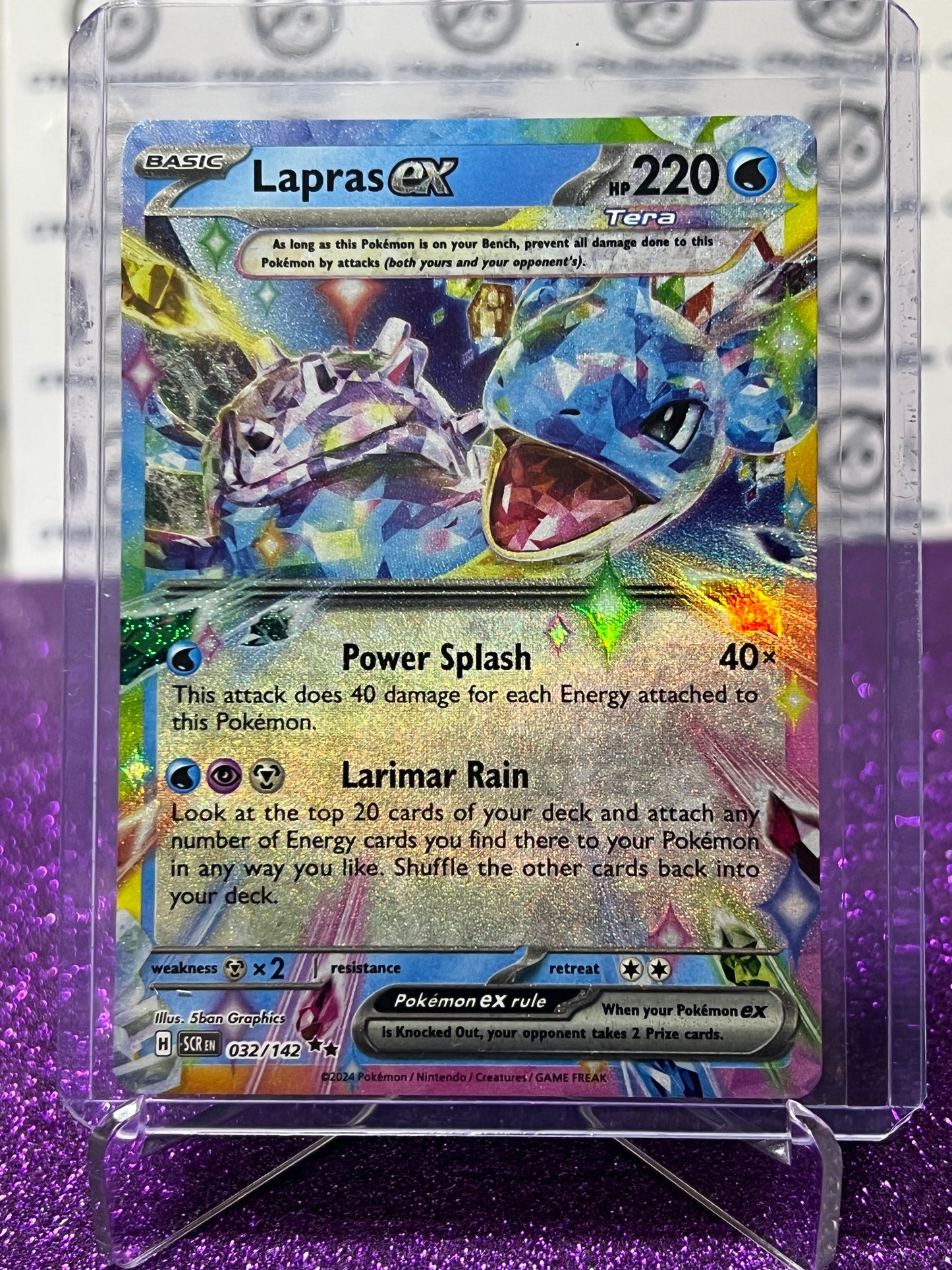 2024 SCARLET & VIOLET STELLAR CROWN POKEMON CARD LAPRAS EX # 032/142 FULL ART