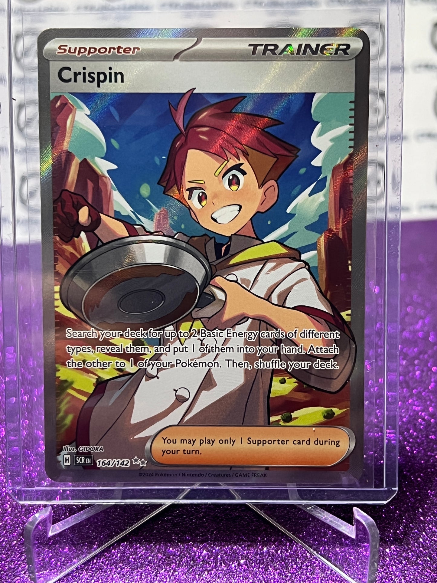 2024 SCARLET & VIOLET STELLAR CROWN POKEMON CARD TRAINER CRISPIN # 164/142 FULL ART