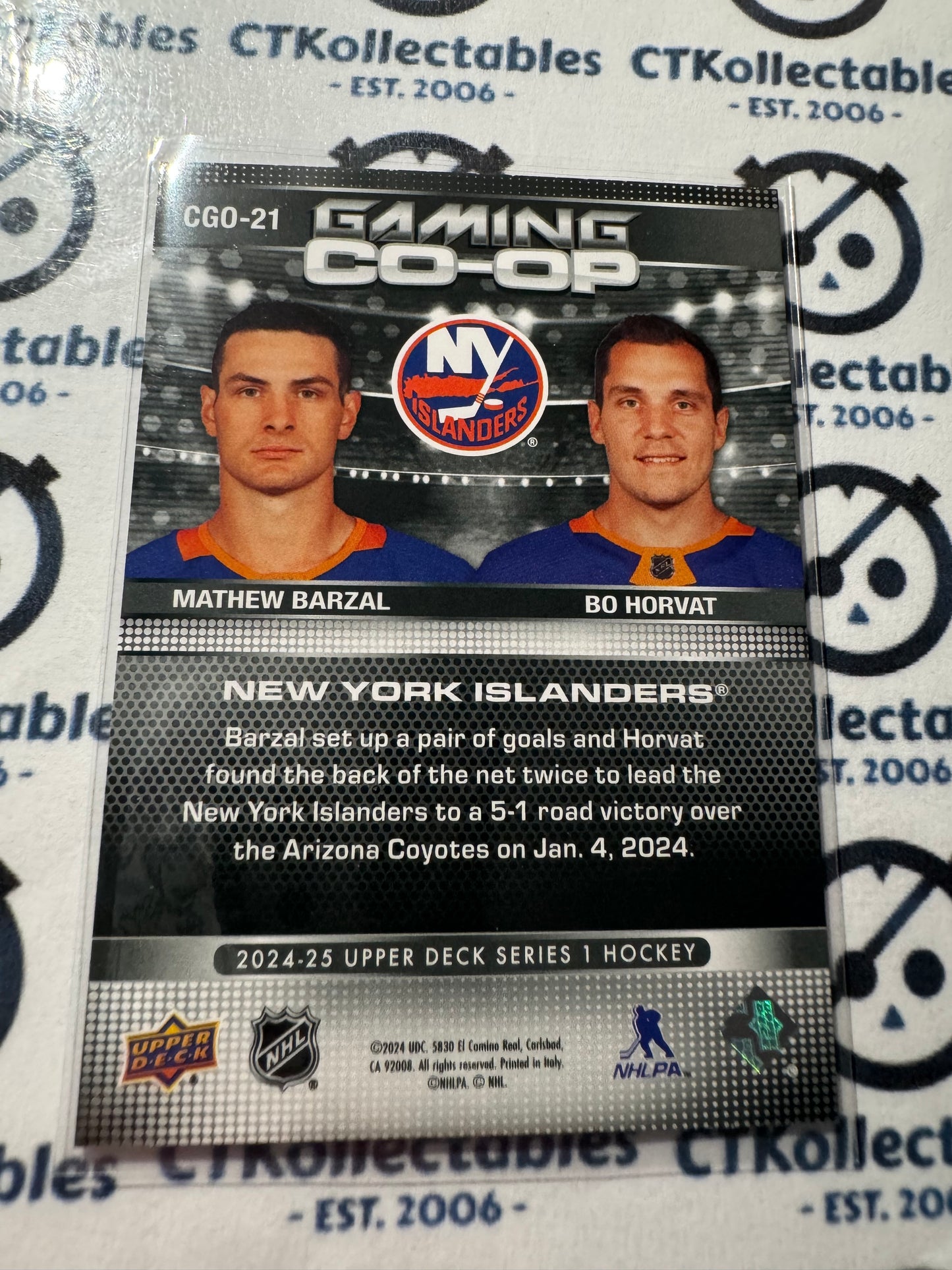 2024-25 Upper Deck Hockey Barzal/Horvat Gaming CO-OP #CGO-21 Islanders