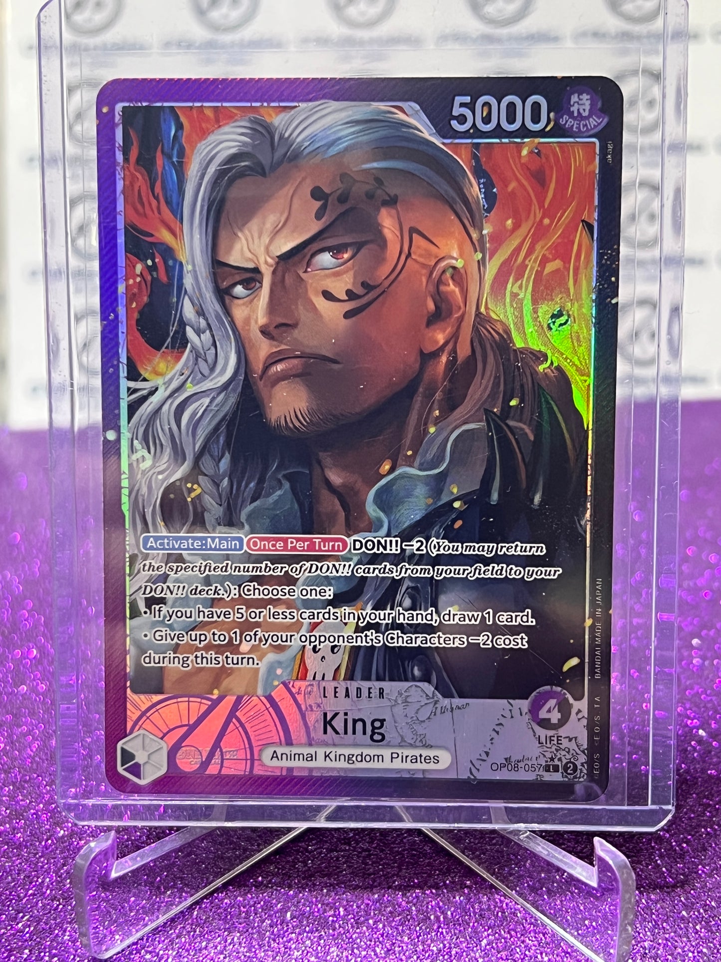 2024 ONE PIECE KING # OP08-057 L  TWO LEGENDS LEADER ALT ART FOIL CARD