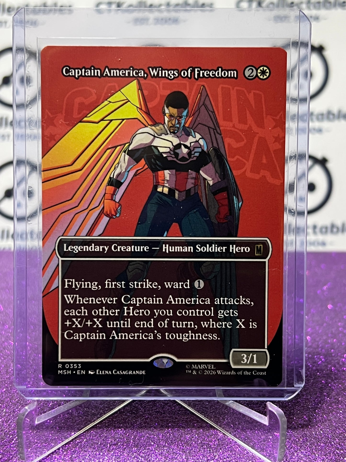 2026 MAGIC THE GATHERING / MARVEL SUPER HEROES CAPTAIN AMERICA, WINGS OF FREEDOM # R 0353 NON-FOIL BORDERLESS  CARD