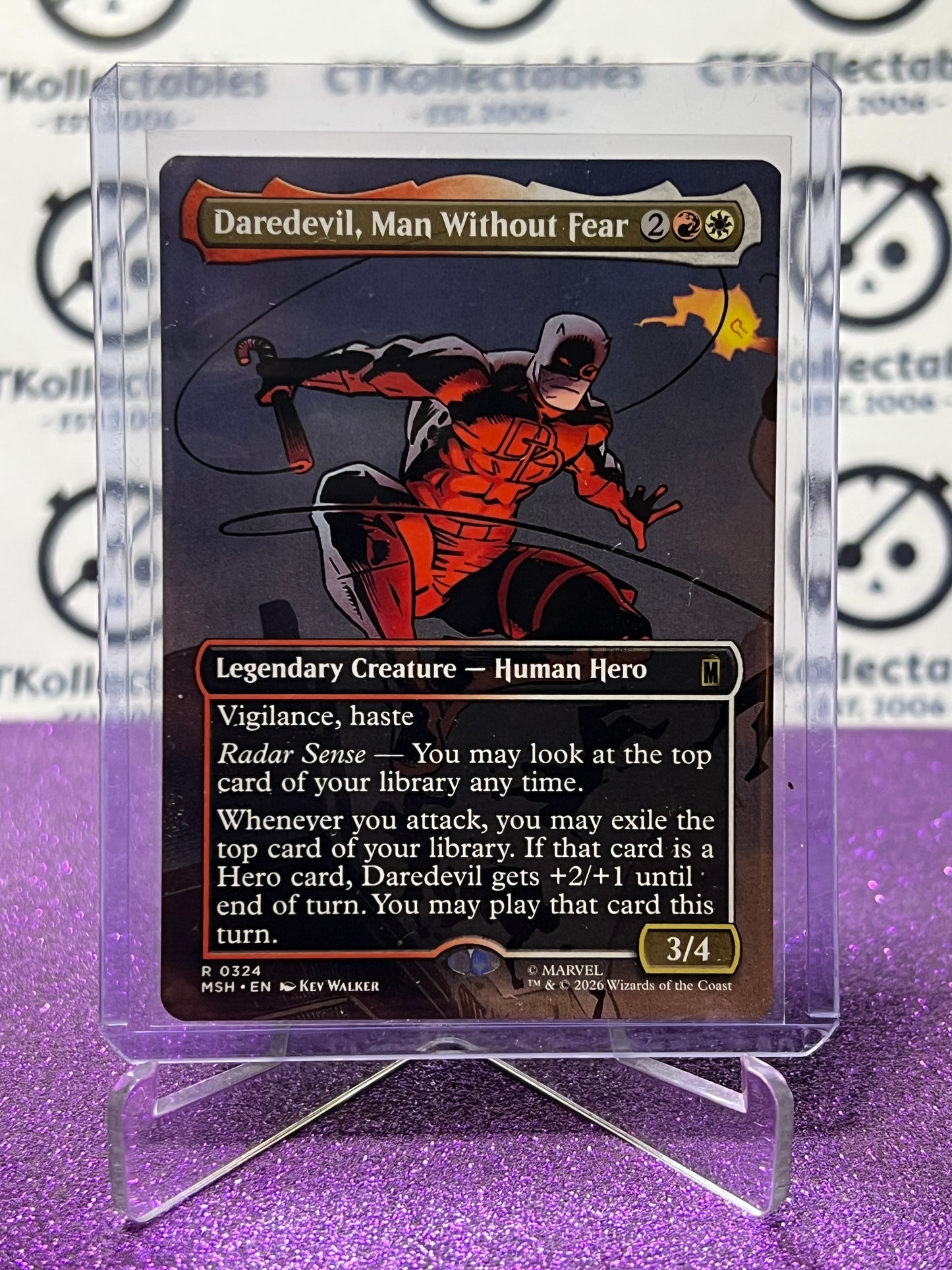 2026 MAGIC THE GATHERING / MARVEL SUPER HEROES DAREDEVIL, MAN WITHOUT FEAR # R 0324 NON-FOIL BORDERLESS  CARD
