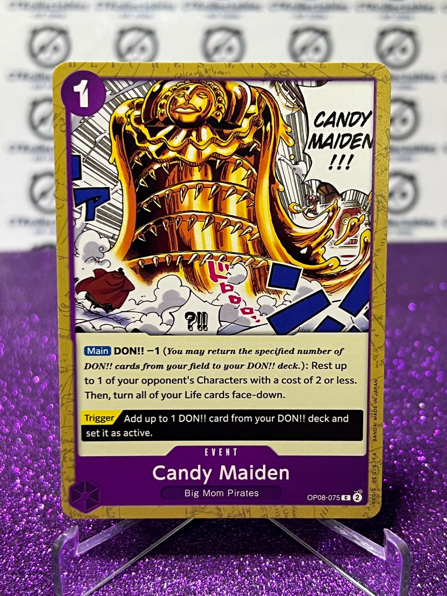 2024 ONE PIECE CANDY MAIDEN # OP08-075 GOLD BORDER NON-FOIL TWO LEGENDS CARD