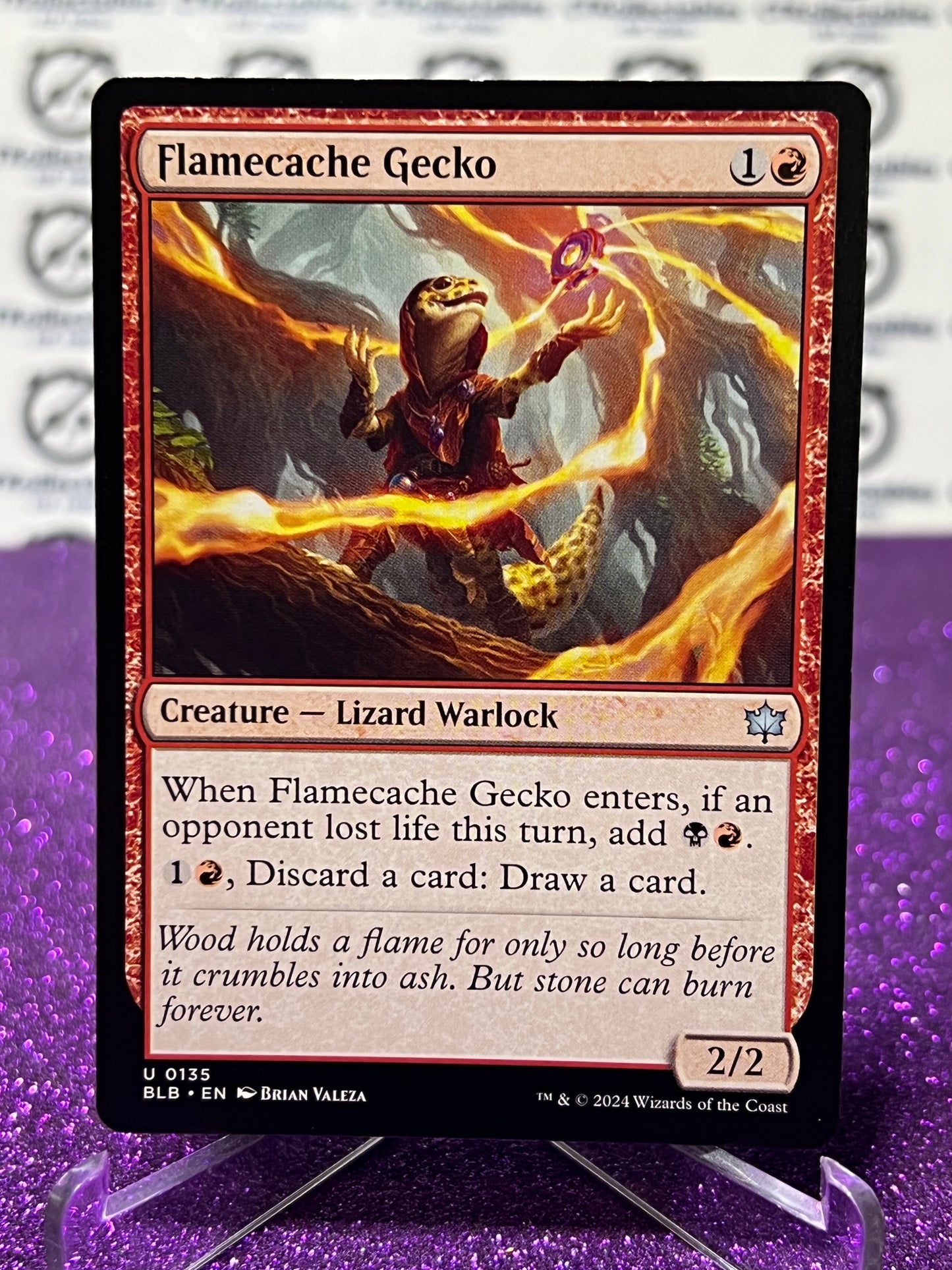 2024 MAGIC THE GATHERING BLOOMBURROW FLAMECACHE GECKO # U 0135 NON-FOIL CREATURE - LIZARD WARLOCK CARD