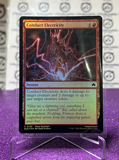 2024 MAGIC THE GATHERING BLOOMBURROW CONDUCT ELECTRICITY # C 0130 FOIL INSTANT CARD