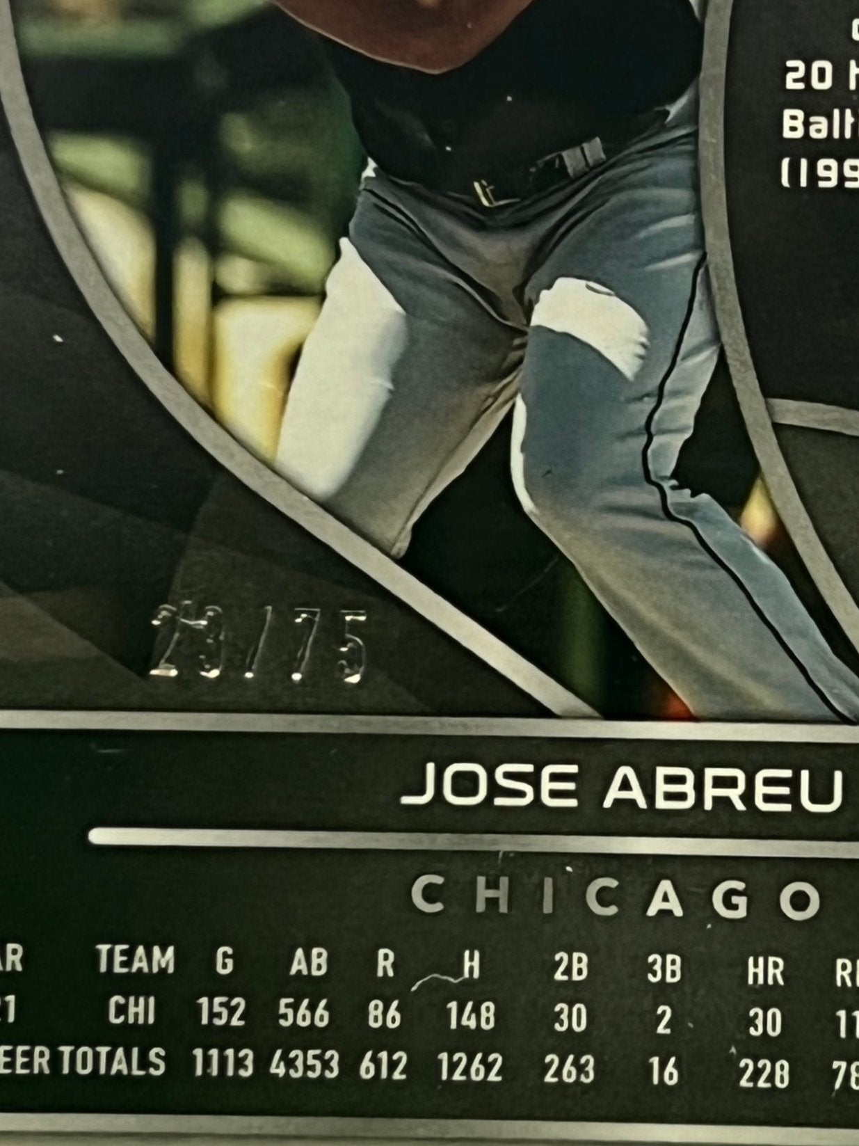 2022 PANINI CHRONICLES SPECTRA JOSE ABREU # 83 PRIZM /75 CHICAGO WHITE SOX BASEBALL CARD