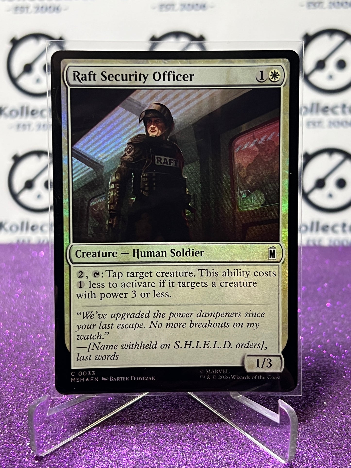 2026 MAGIC THE GATHERING / MARVEL SUPER HEROES RAFT SECURITY OFFICER # C 0033 FOIL CARD