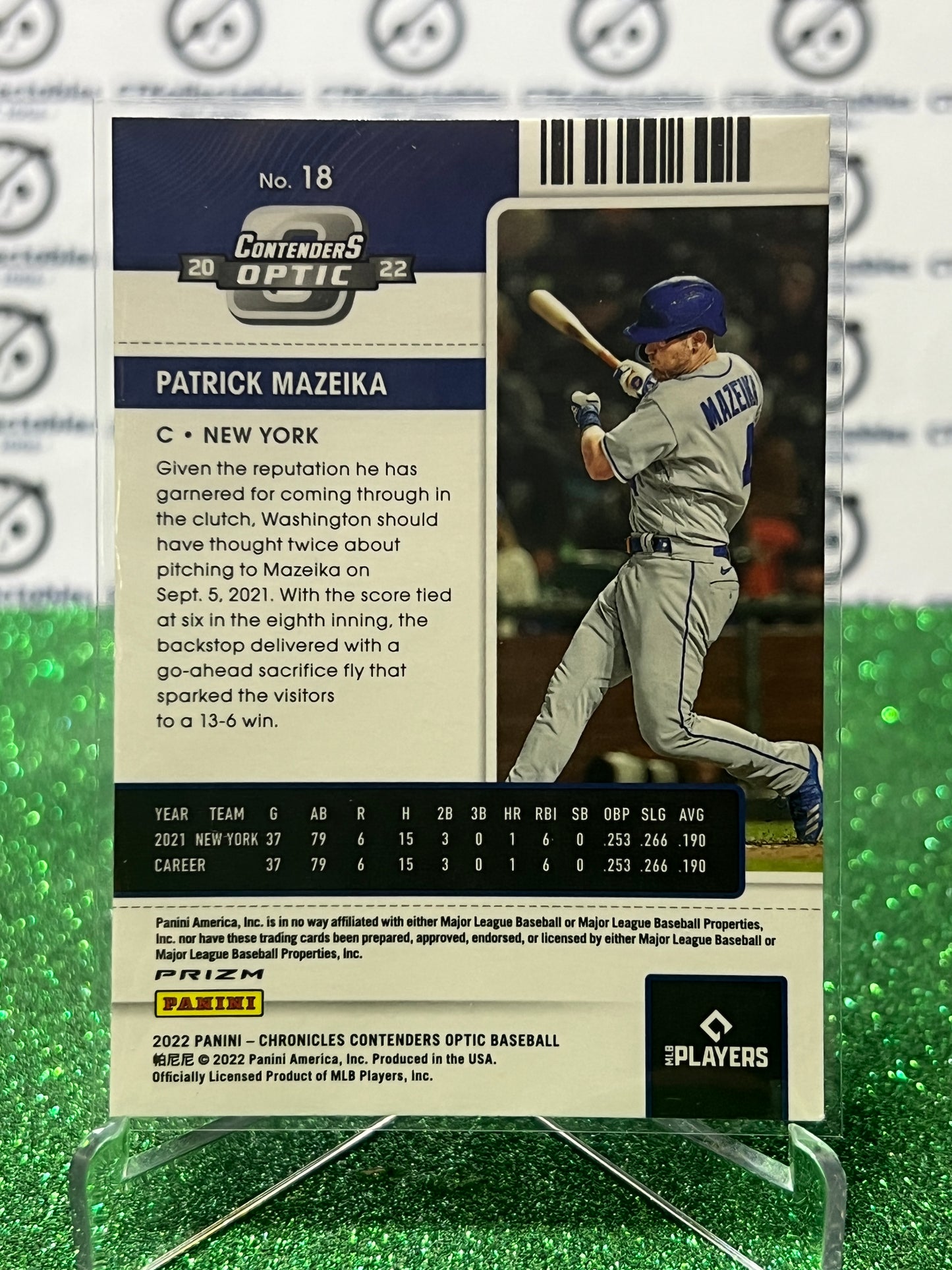 2022 PANINI CHRONICLES CONTENDERS OPTIC PATRICK MAZEIKA # 18 RC PRIZM NEW YORK METS  BASEBALL CARD