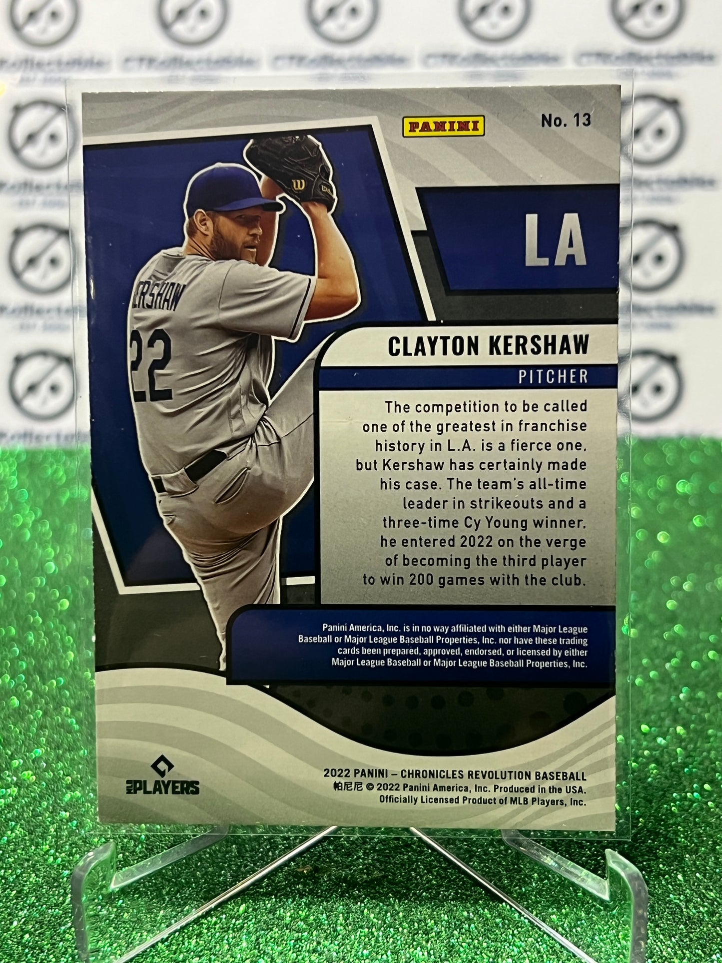 2022 PANINI CHRONICLES REVOLUTION CLAYTON KERSHAW # 13  LA DODGERS  BASEBALL CARD