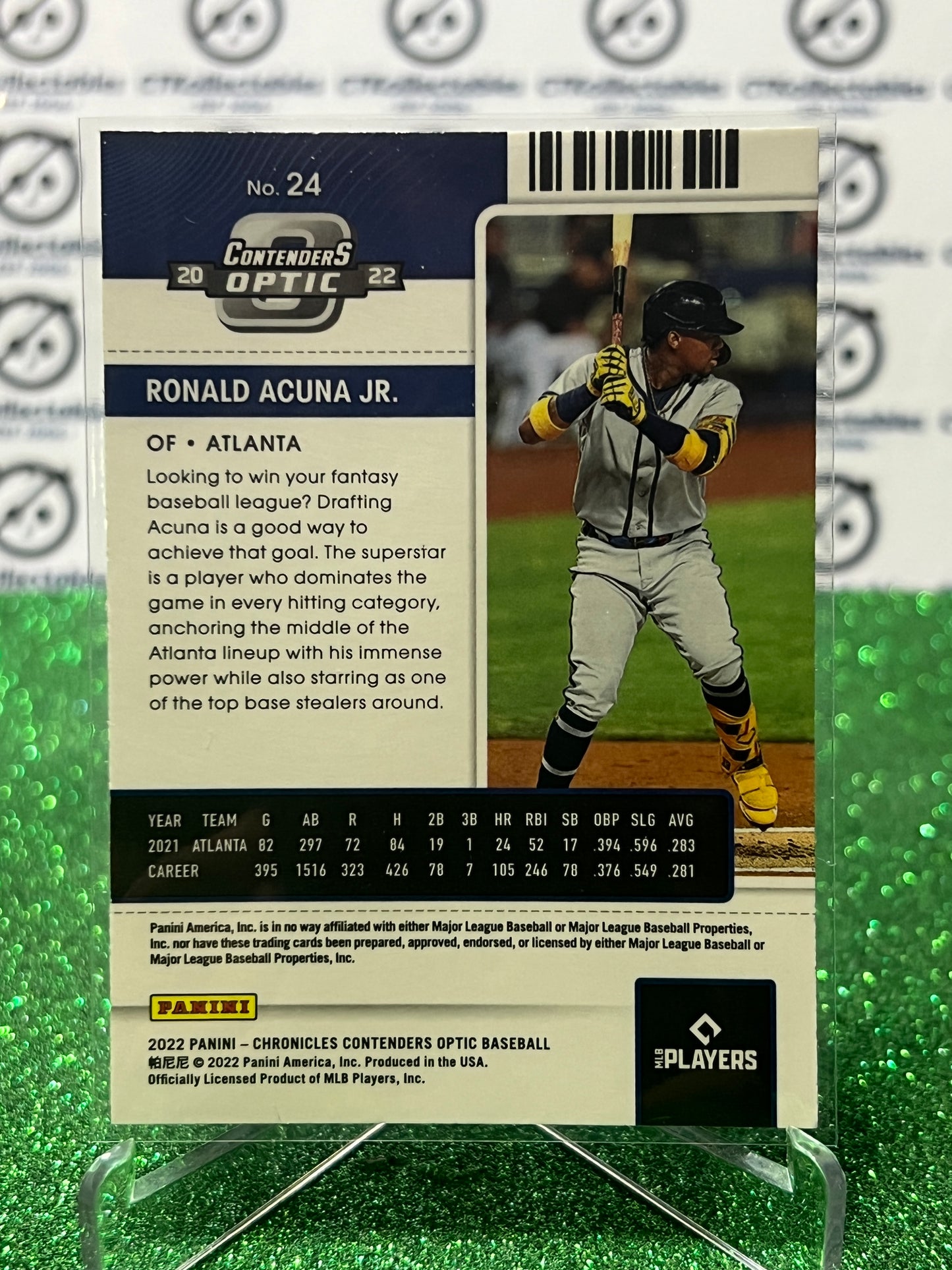 2022 PANINI CHRONICLES CONTENDERS OPTIC RONALD ACUNA JR. # 24 ATLANTA BRAVES  BASEBALL CARD