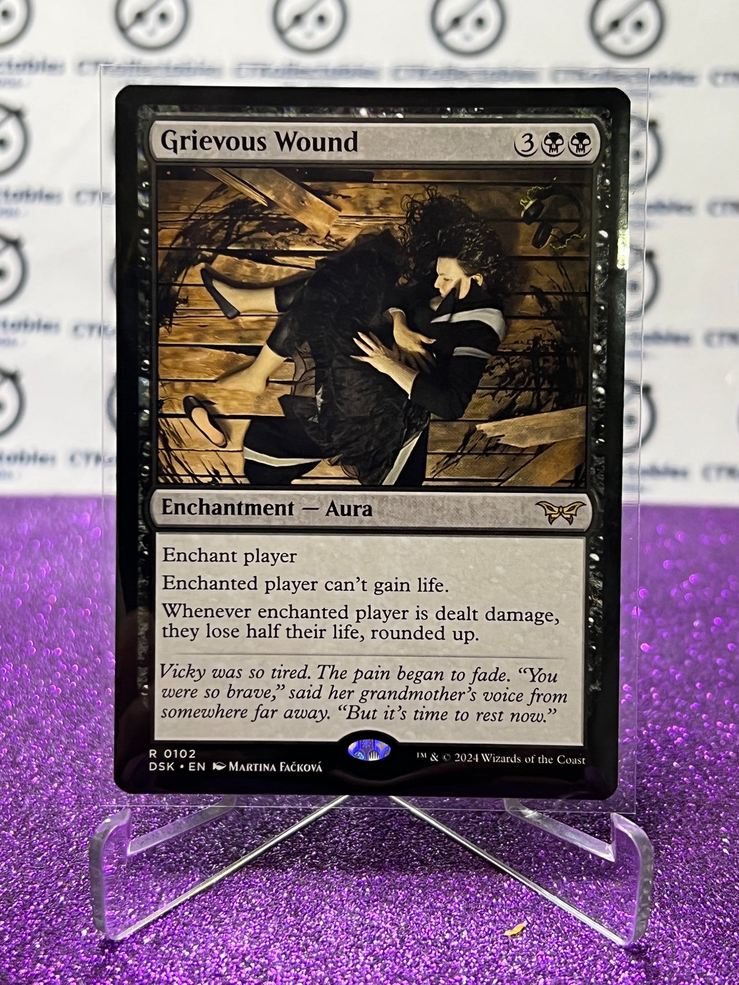 2024 MAGIC THE GATHERING DUSKMOURN HOUSE OF HORROR GRIEVOUS WOUND # R 0102 NON-FOIL ENCHANTMENT - AURA CARD