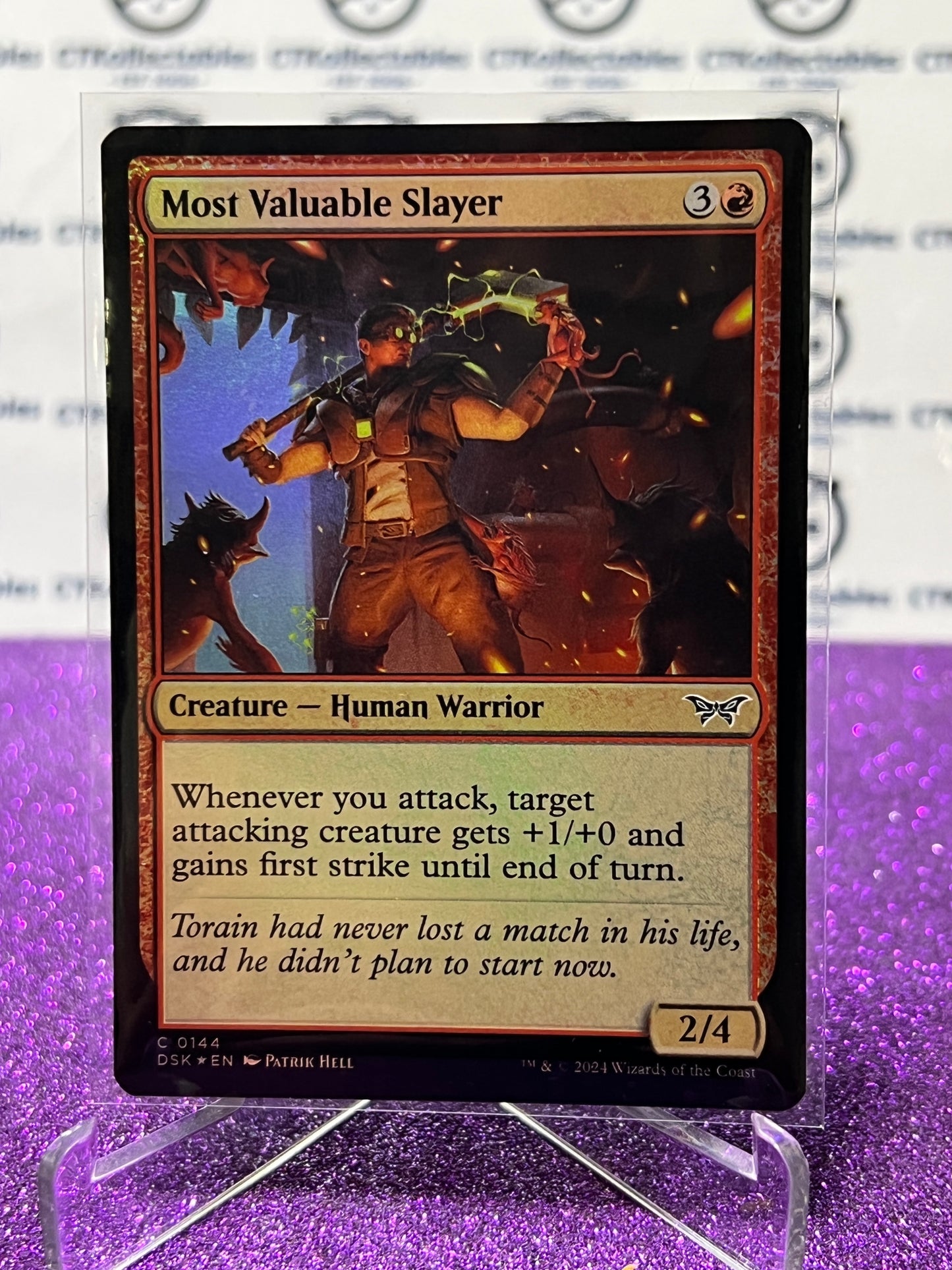 2024 MAGIC THE GATHERING DUSKMOURN HOUSE OF HORROR MOST VALUABLE SLAYER # C 0144 FOIL CREATURE - HUMAN WARRIOR CARD