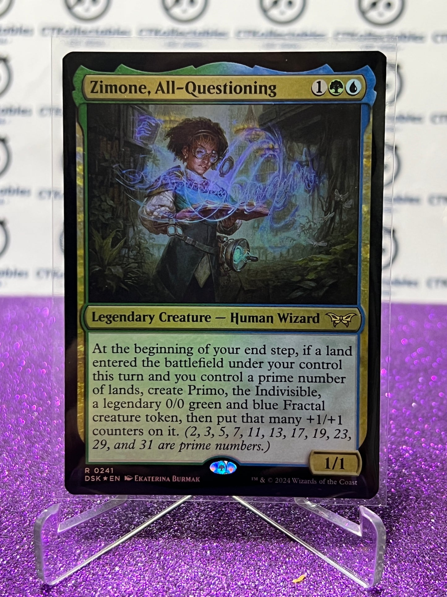 2024 MAGIC THE GATHERING DUSKMOURN HOUSE OF HORROR ZIMONE, ALL-QUESTIONING # R 0241 FOIL LEGENDARY CREATURE- HUMAN WIZARD CARD