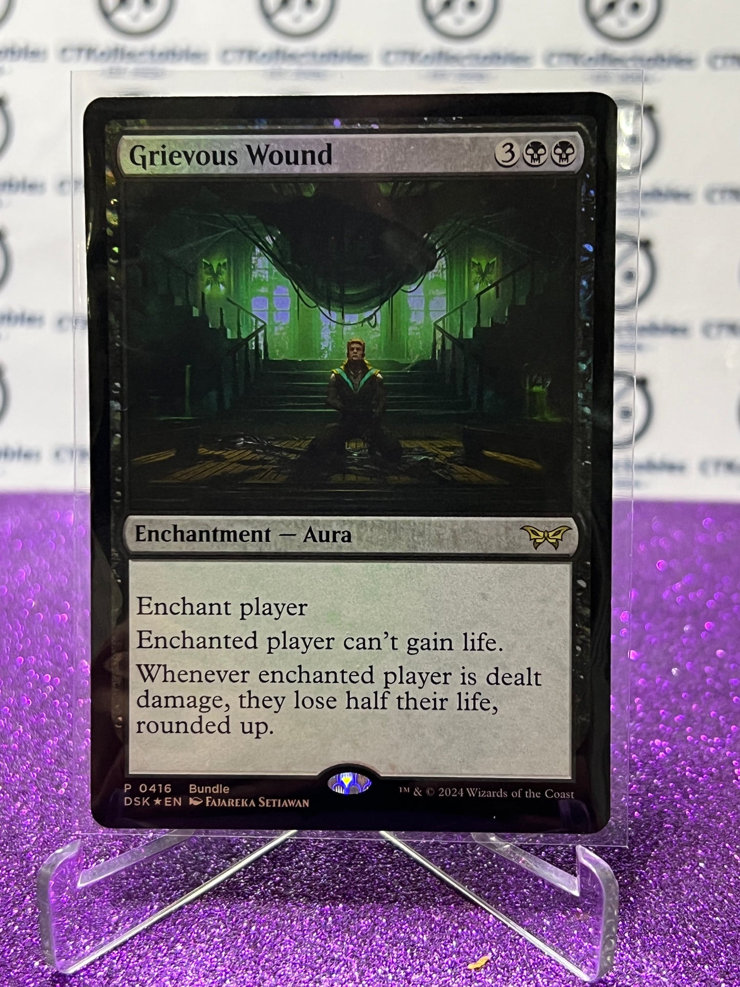 2024 MAGIC THE GATHERING DUSKMOURN HOUSE OF HORROR GRIEVOUS WOUND # P 0416  FOIL ENCHANTMENT - AURA  CARD