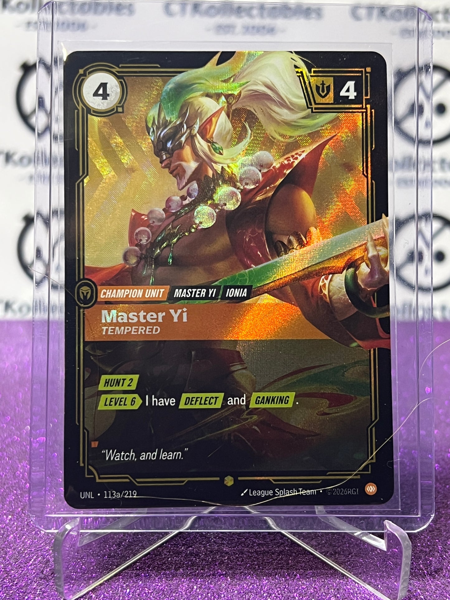 2026 RIFTBOUND LEAGUE OF LEGENDS UNLEASHED MASTER YI # 113a/219  FOIL TRADING GAME CARD