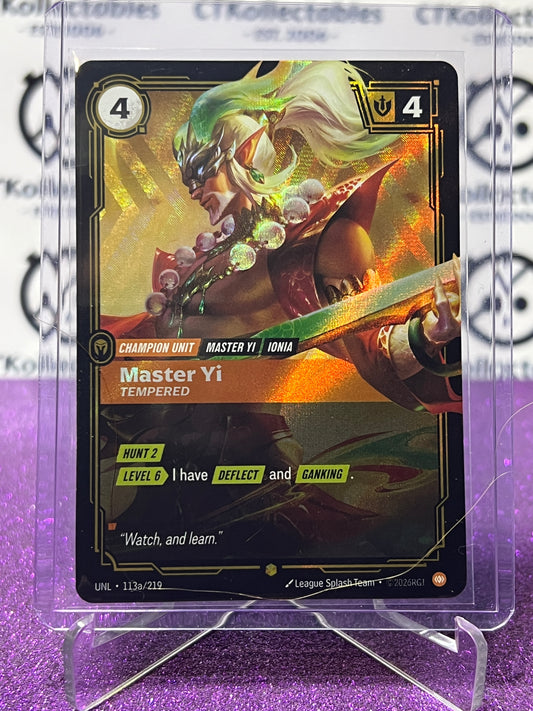 2026 RIFTBOUND LEAGUE OF LEGENDS UNLEASHED MASTER YI # 113a/219  FOIL TRADING GAME CARD