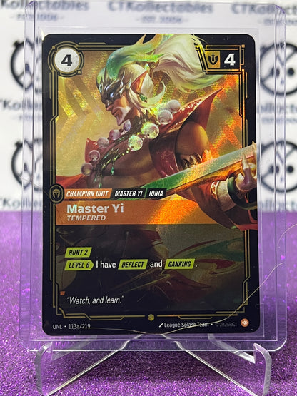 2026 RIFTBOUND LEAGUE OF LEGENDS UNLEASHED MASTER YI # 113a/219  FOIL TRADING GAME CARD