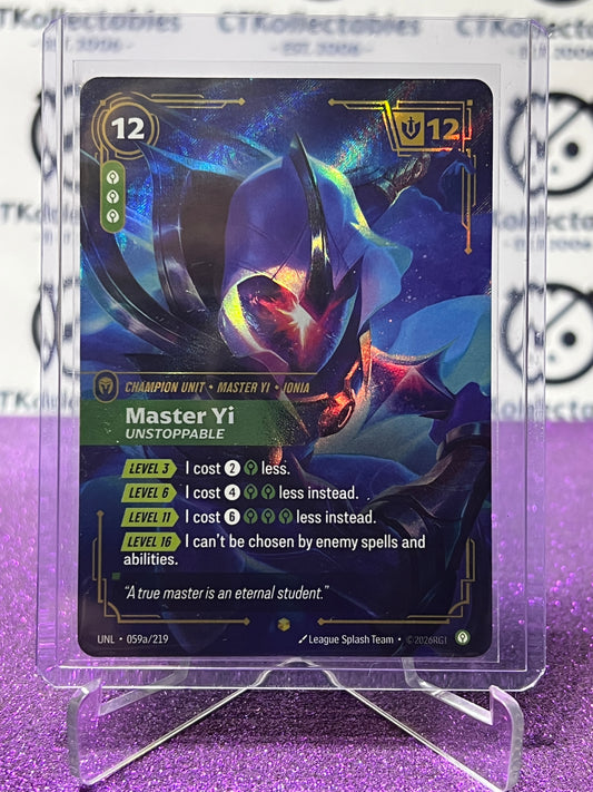 2026 RIFTBOUND LEAGUE OF LEGENDS UNLEASHED MASTER YI # 059a/219  FOIL TRADING GAME CARD