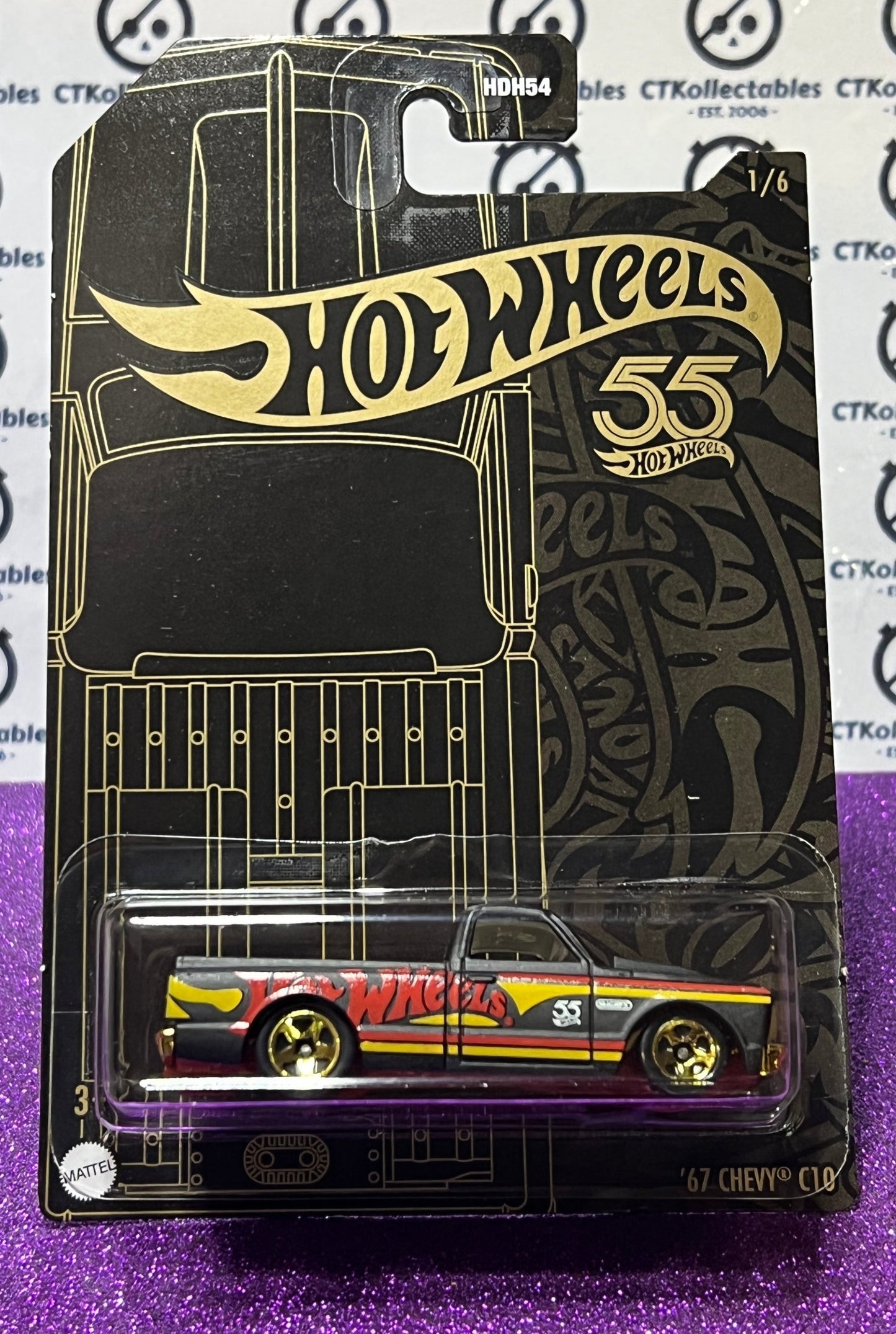 HOT WHEELS 55th ANNIVERSARY  '67 CHEVY C10 1/6 HDH54  LONG CARD MATTEL 2023