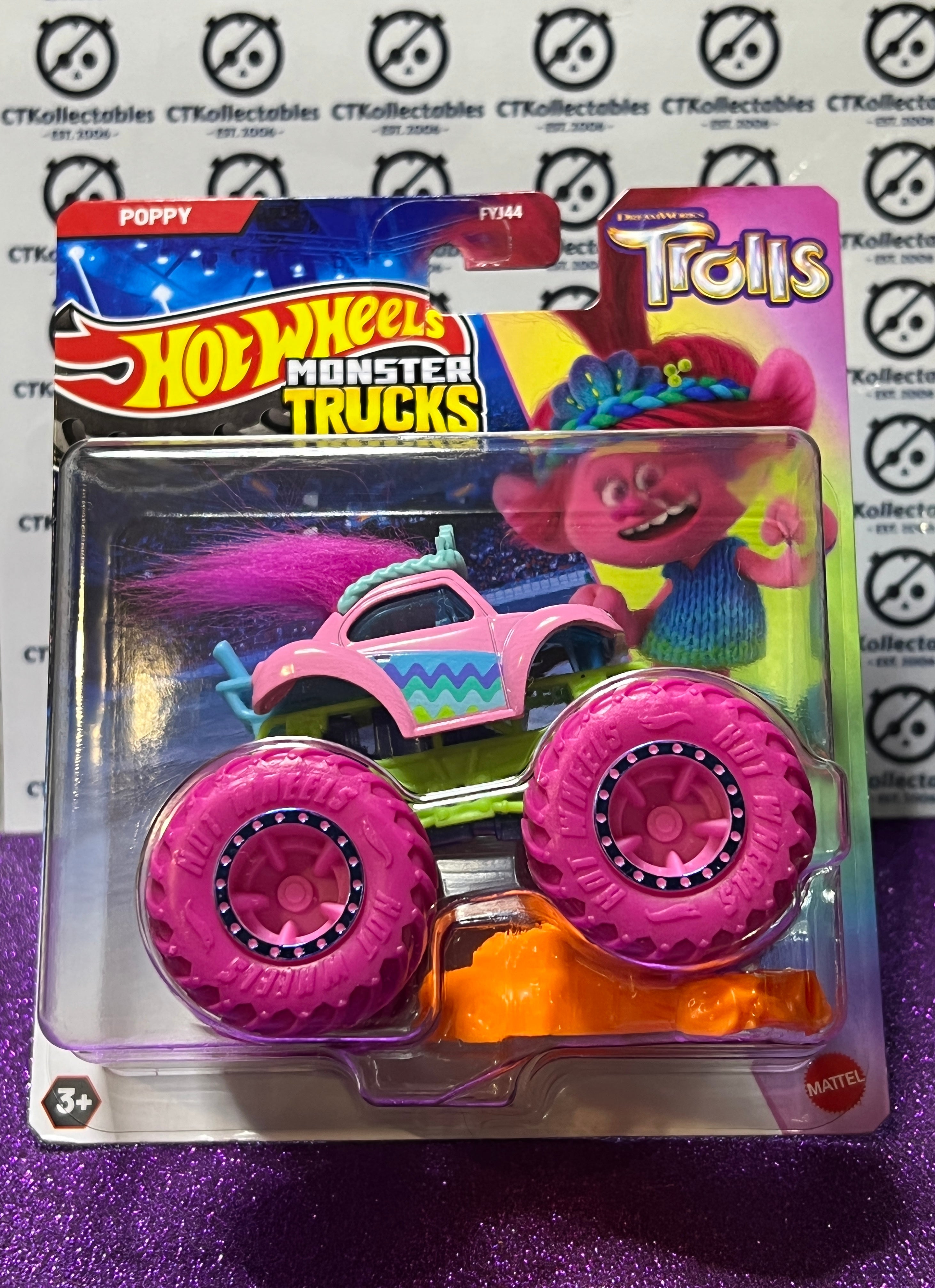 HOT WHEELS MATTEL MONSTER TRUCKS TROLLS 1:64 SCALE POPPY - 2024 ...