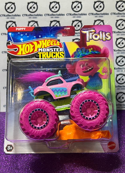 HOT WHEELS MATTEL MONSTER TRUCKS TROLLS 1:64 SCALE POPPY - 2024