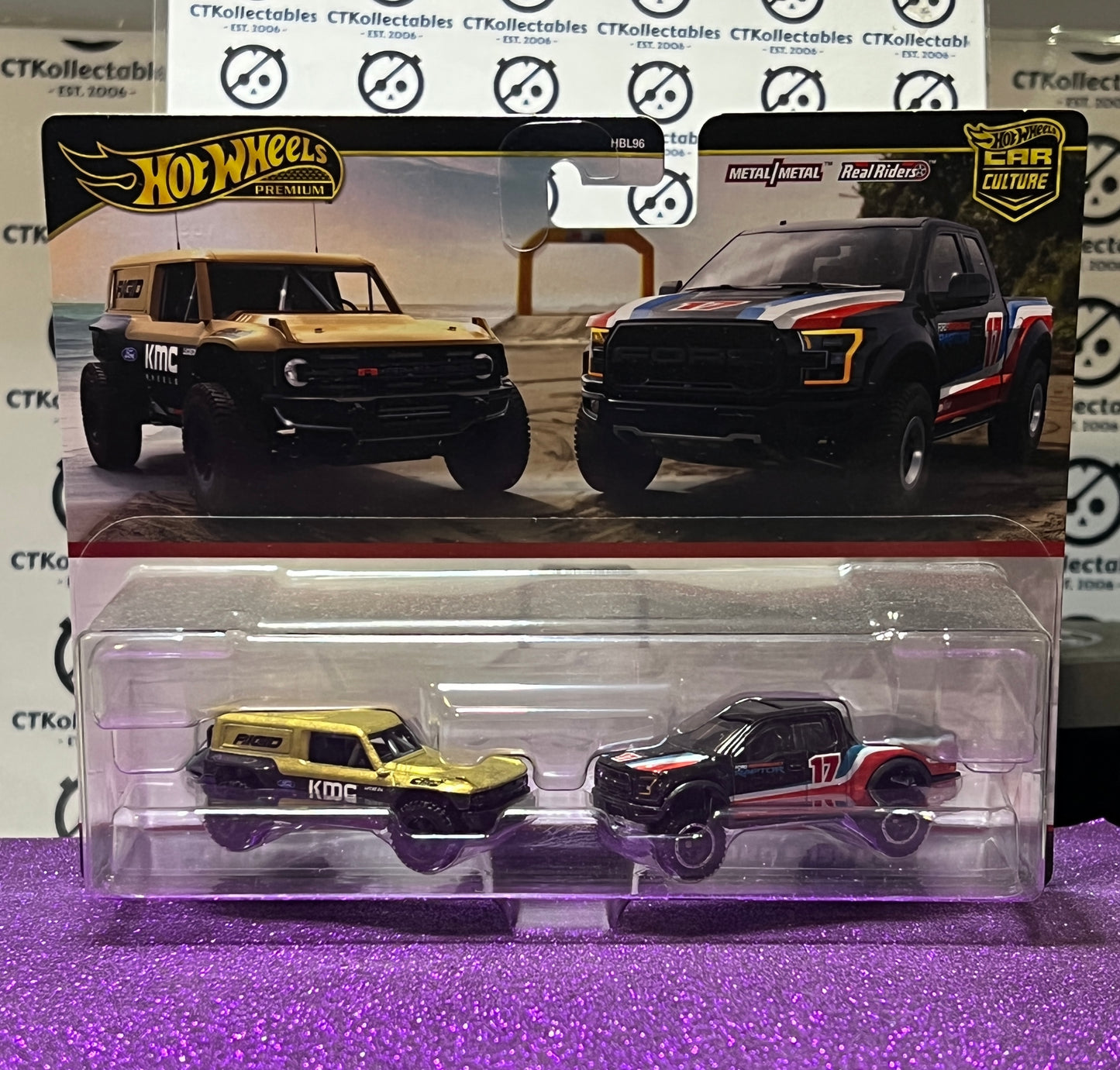 HOT WHEELS PREMIUM MATTEL FORD BRONCO R '17 FORD F150 RAPTOR CAR CULTURE - 2024