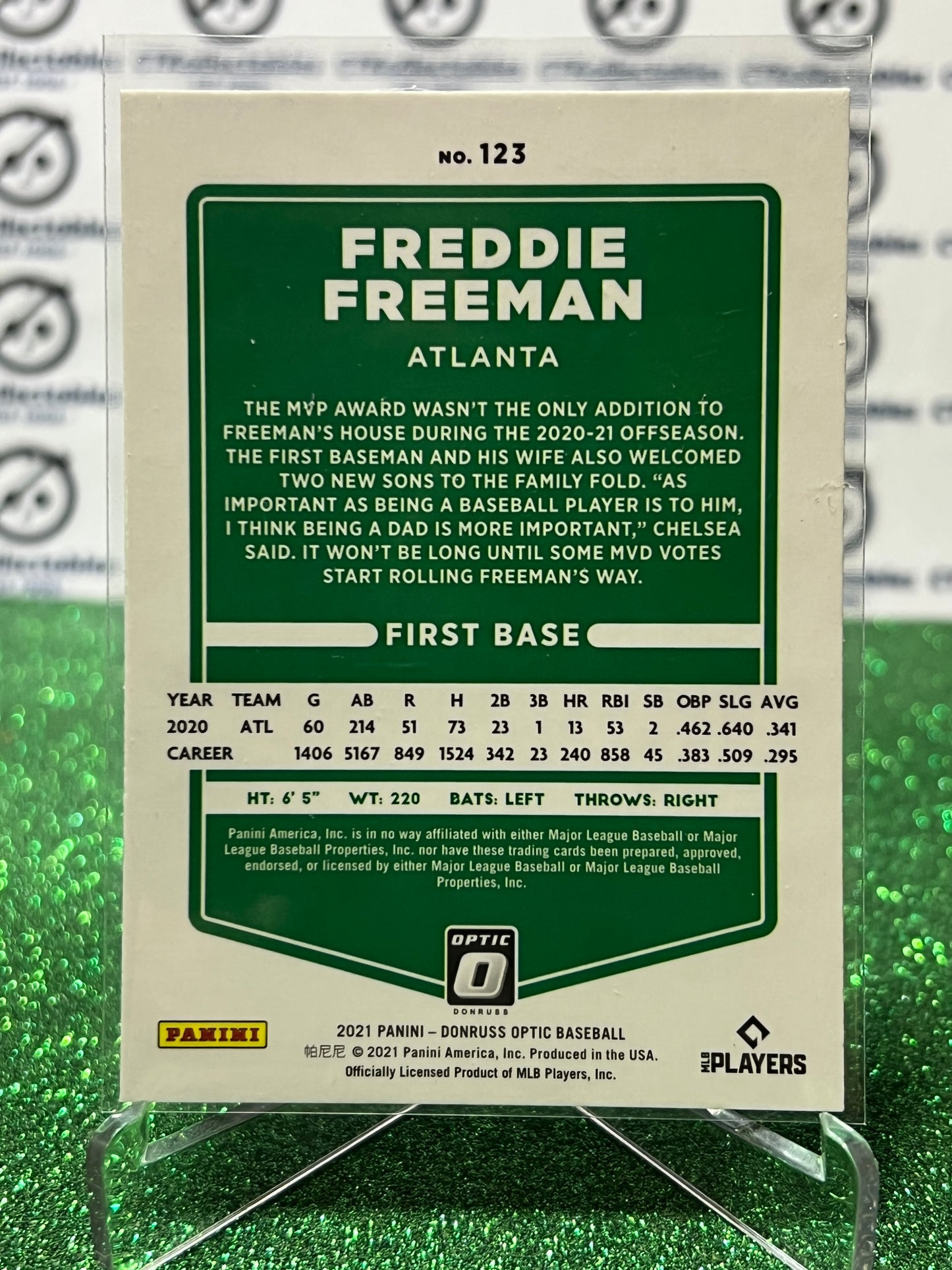 2021 DONRUSS OPTIC BASEBALL FREDDIE FREEMAN # 123  ATLANTA BRAVES CARD