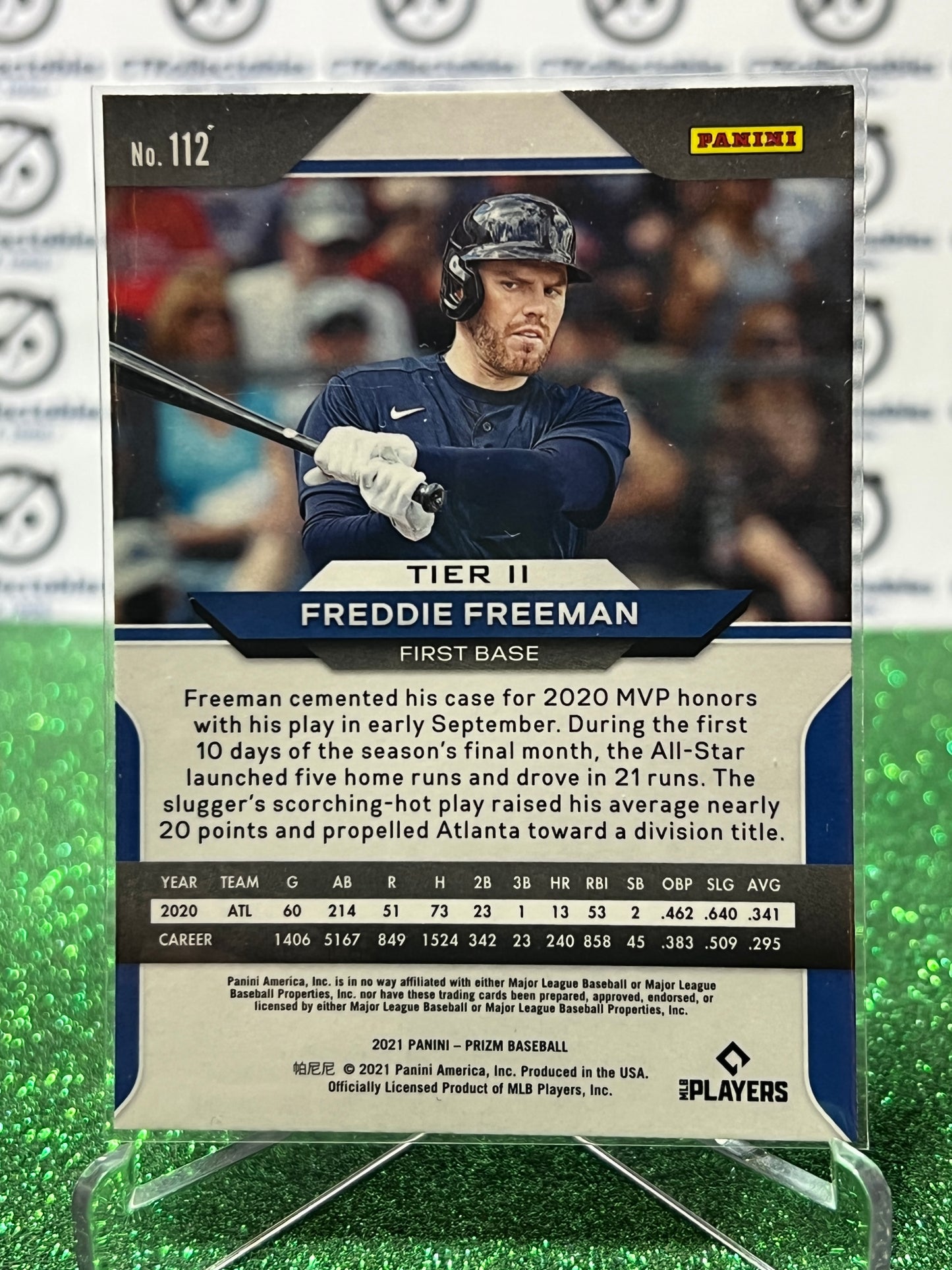 2021 PANINI PRIZM BASEBALL FREDDIE FREEMAN  # 112  ATLANTA BRAVES CARD