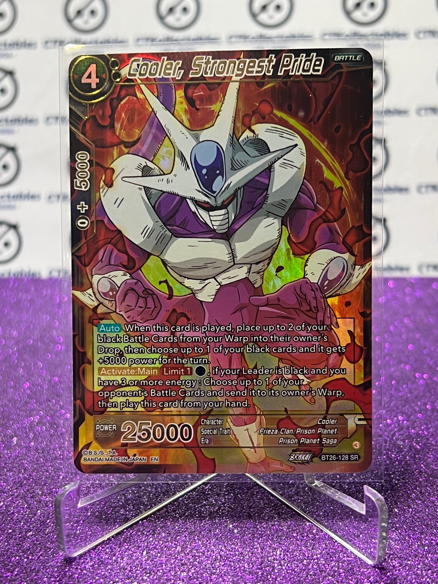 2024 DRAGON BALL SUPER COOLER, STRONGEST PRIDE # BT26-128 SR FOIL CARD