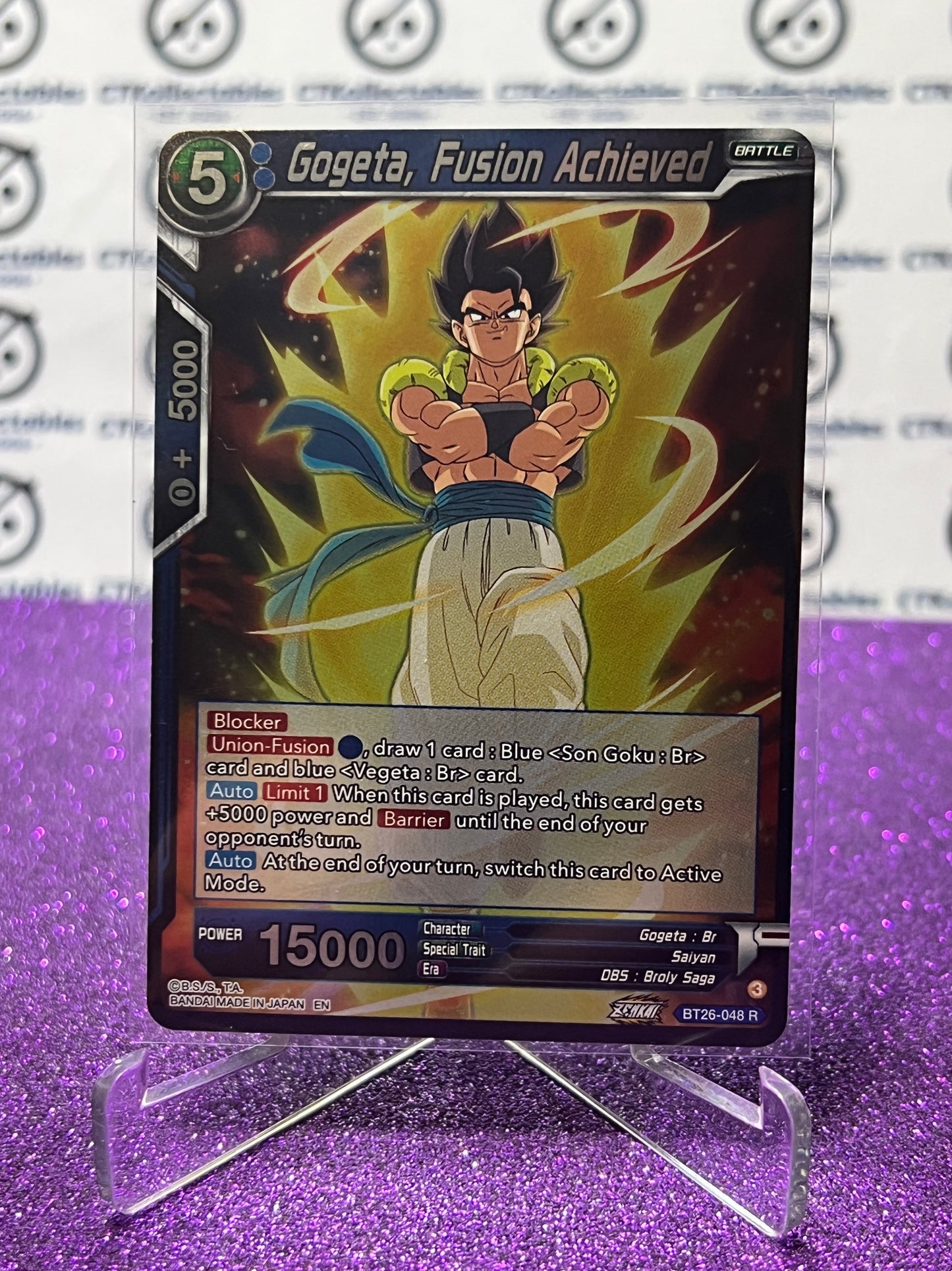 2024 DRAGON BALL SUPER GOGETA, FUSION ACHIEVED # BT26-048 R FOIL CARD