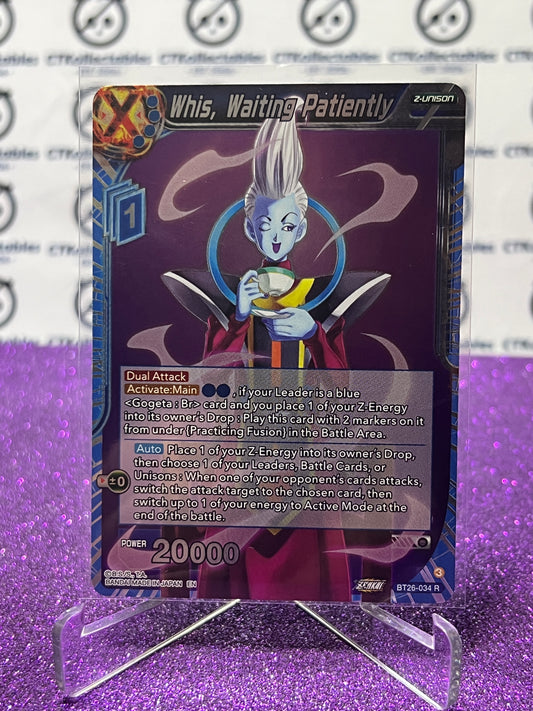 2024 DRAGON BALL SUPER WHIS, WAITING PATIENTLY # BT26-034 R FOIL CARD