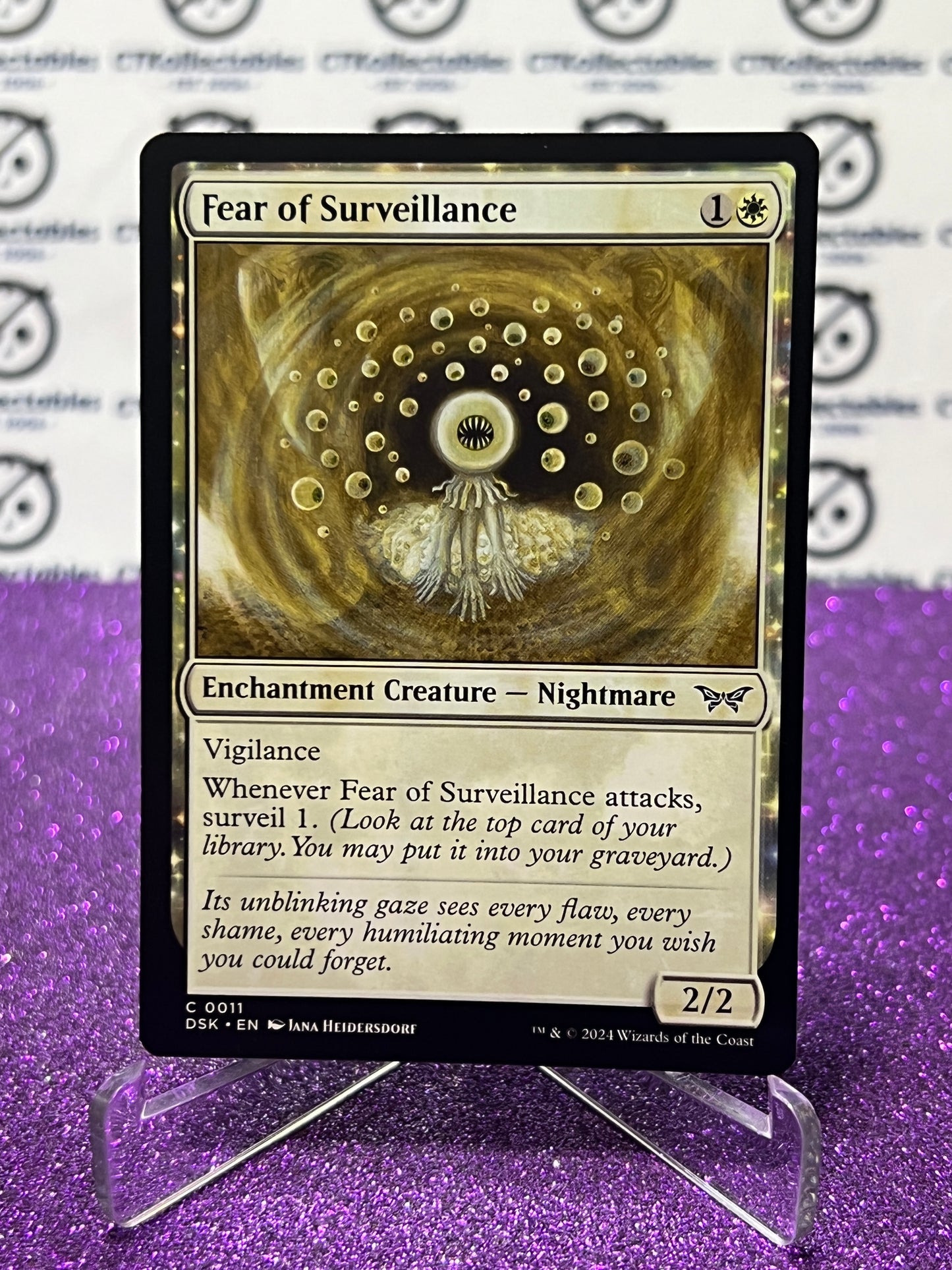 2024 MAGIC THE GATHERING DUSKMOURN HOUSE OF HORROR FEAR OF SURVEILLANCE # C 0011 ENCHANTMENT CREATURE-NIGHTMARE CARD