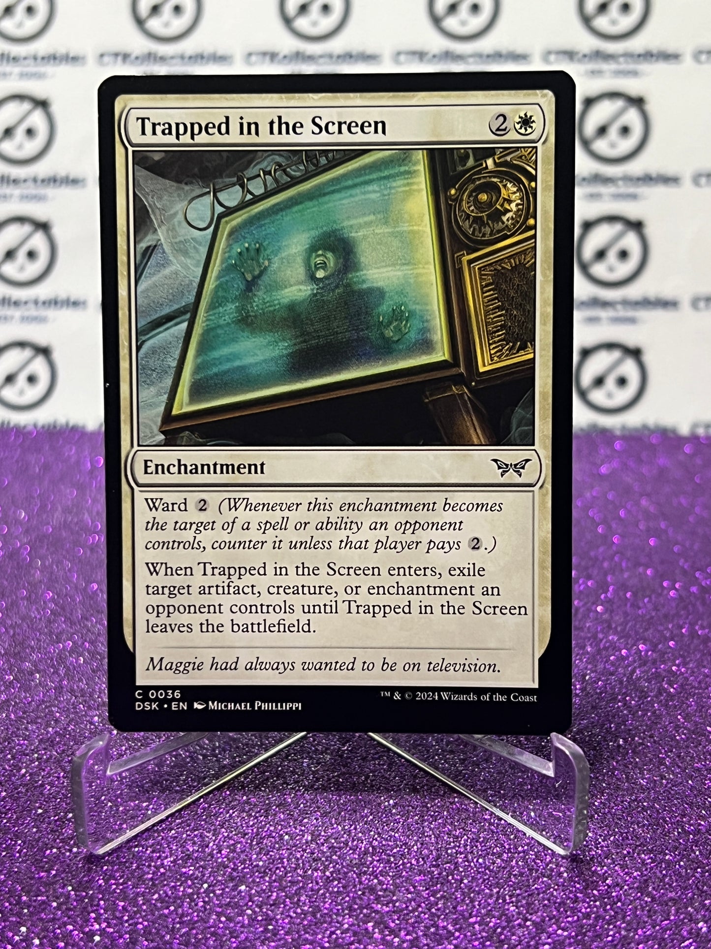 2024 MAGIC THE GATHERING DUSKMOURN HOUSE OF HORROR TRAPPED IN THE SCREEN # C 0036 ENCHANTMENT CARD