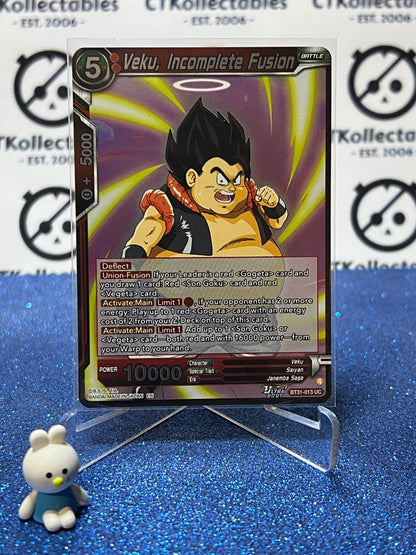 DRAGON BALL IMPACT BEYOND DIMENSIONS VEKU, INCOMPLETE FUSION # BT31-013 UC FOIL CARD