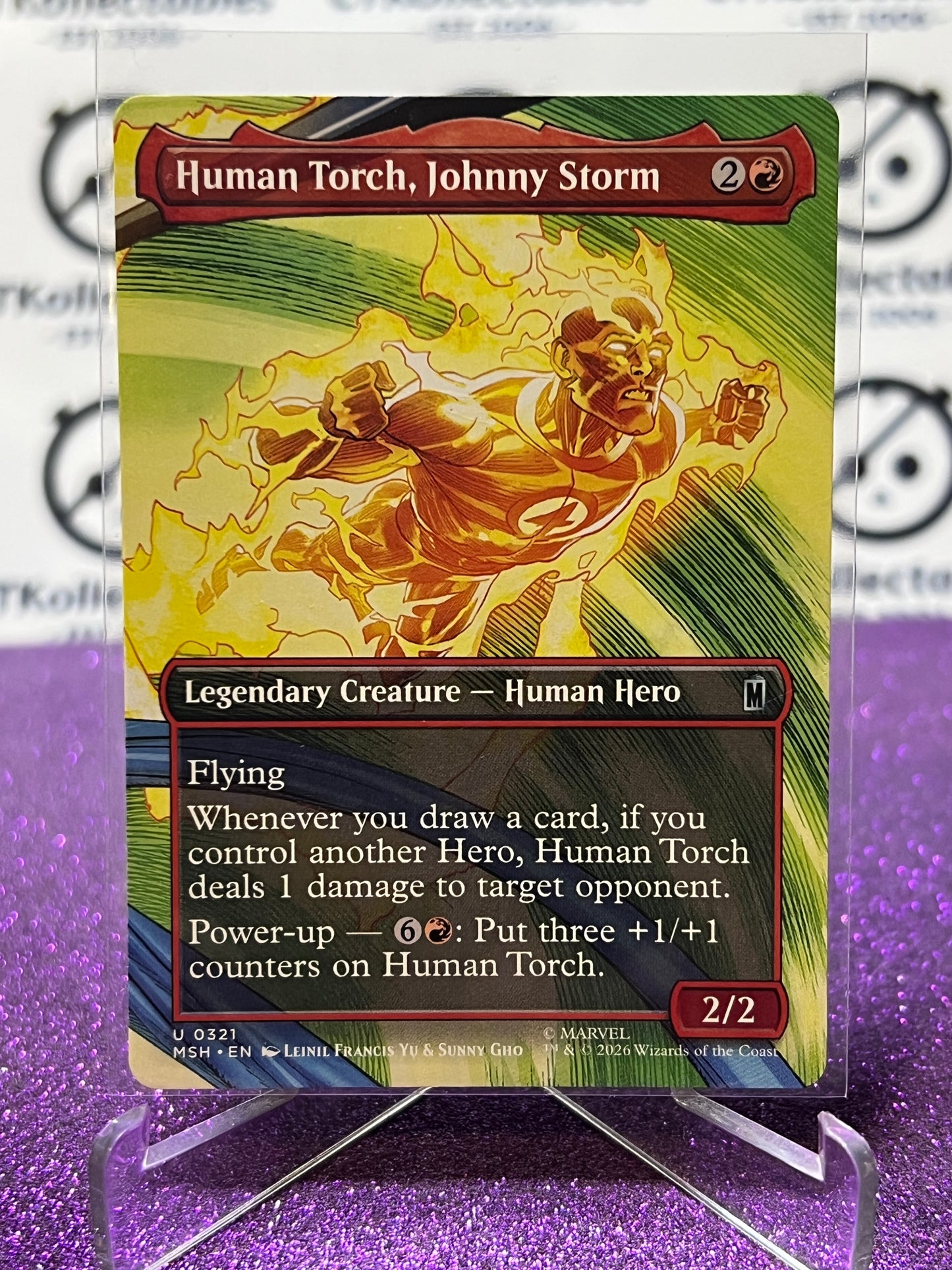 2026 MAGIC THE GATHERING / MARVEL SUPER HEROES HUMAN TORCH, JOHNNY STORM # U 0321 NON-FOIL,BORDERLESS CARD