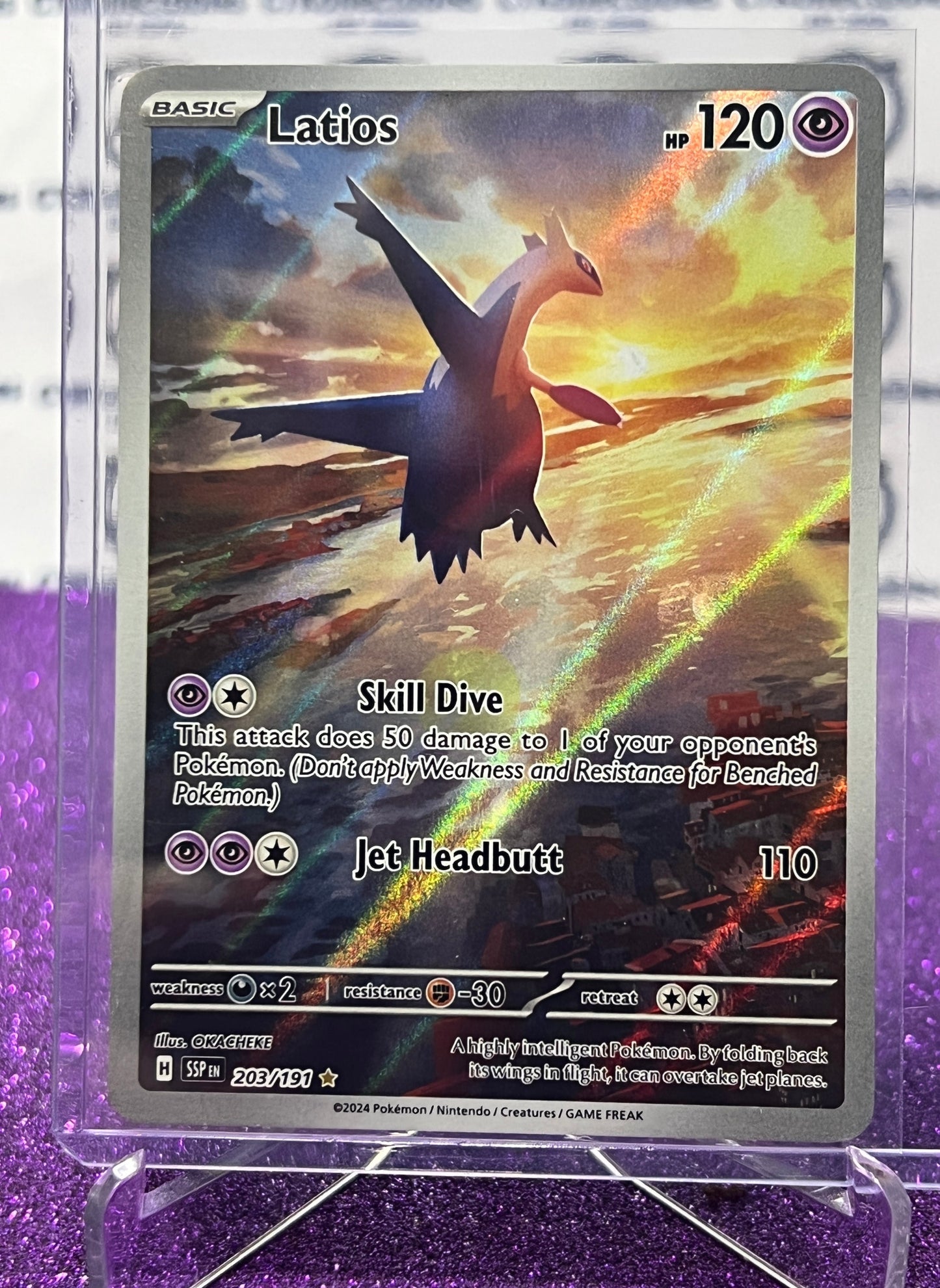 2024 SCARLET & VIOLET SURGING SPARKS LATIOS # 203/191  RARE FOIL POKEMON CARD