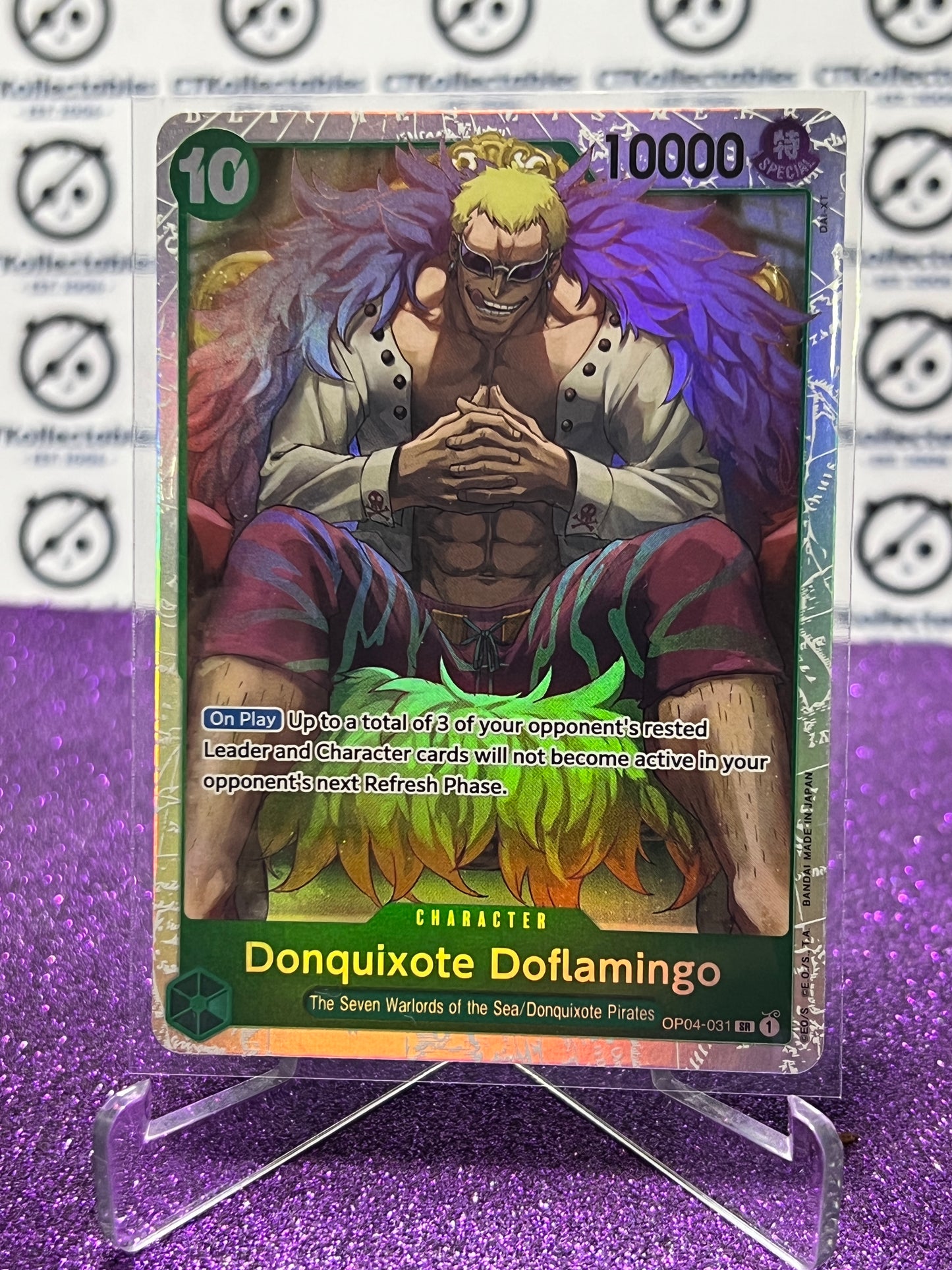 2024 ONE PIECE THE BEST DONQUIXOTE DOFLAMINGO # OP04-031 SR  ENGLISH TRADING GAME CARD