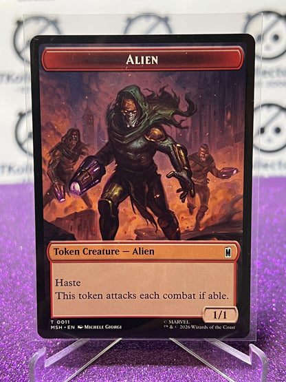 2026 MAGIC THE GATHERING / MARVEL SUPER HEROES WALL / ALIEN # T 0001/0011 TOKEN NON-FOIL CARD