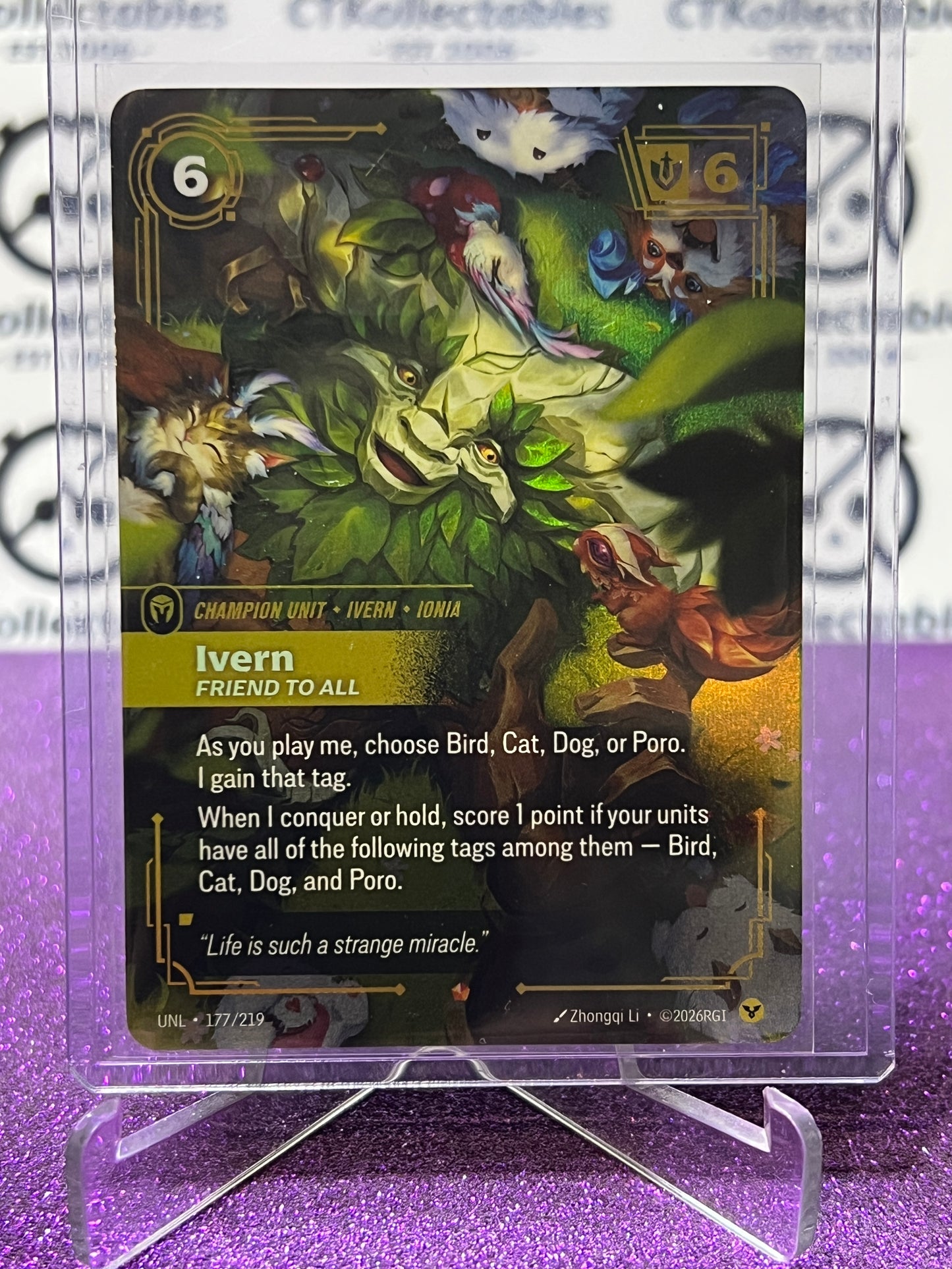 2026 RIFTBOUND LEAGUE OF LEGENDS UNLEASHED IVERN # 177/219  EPIC FOIL TRADING GAME CARD