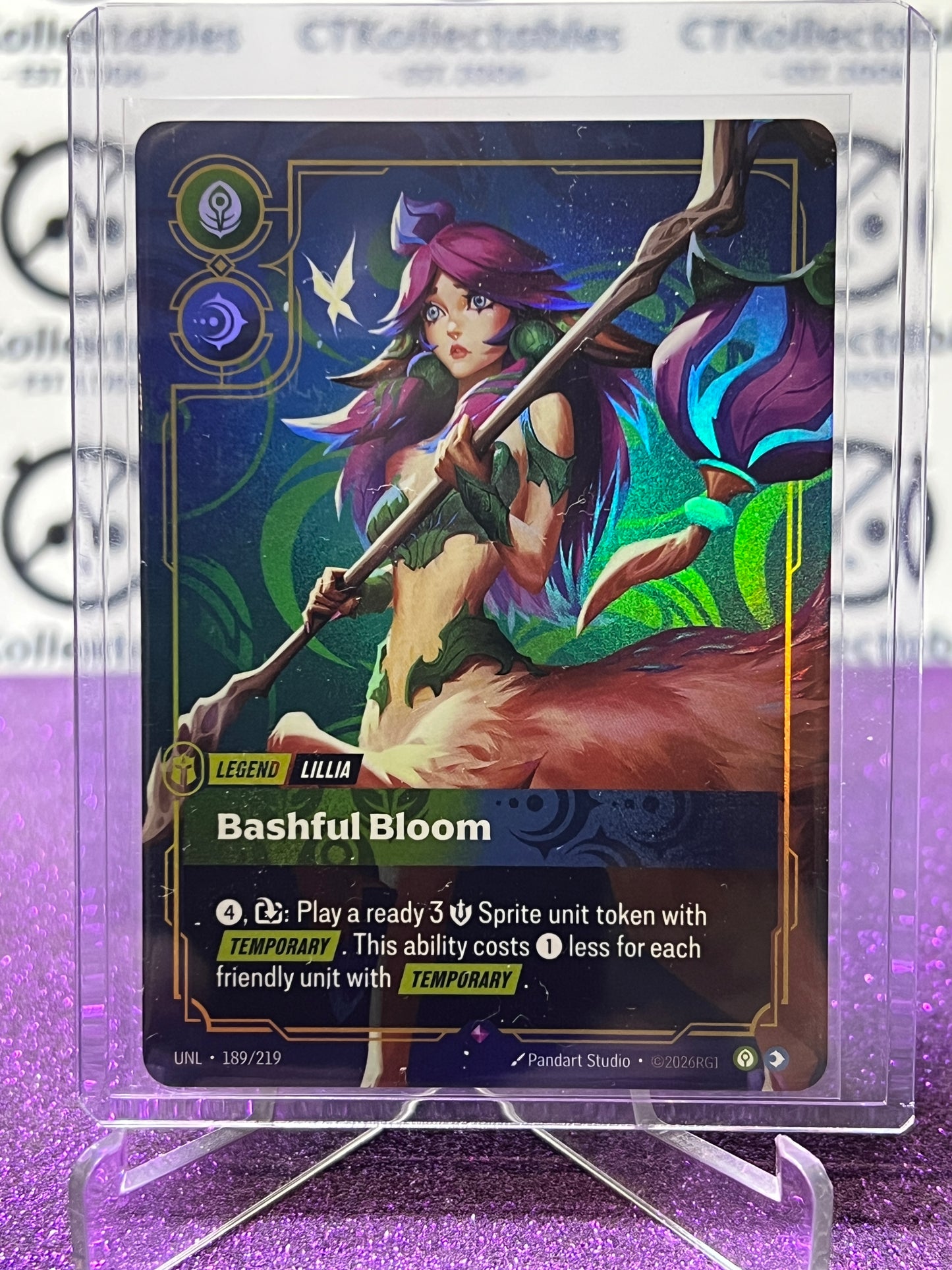2026 RIFTBOUND LEAGUE OF LEGENDS UNLEASHED BASHFUL BLOOM # 189/219  RARE FOIL TRADING GAME CARD