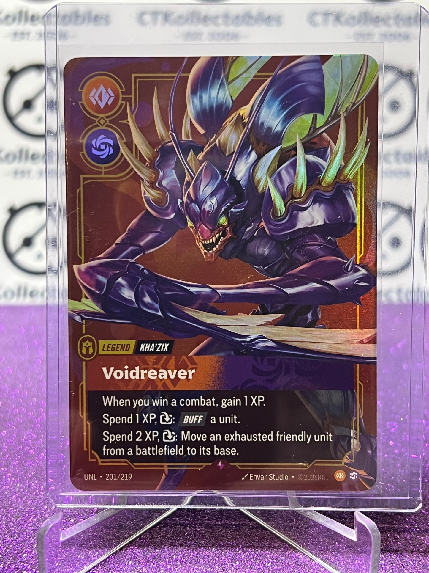 2026 RIFTBOUND LEAGUE OF LEGENDS UNLEASHED VOIDREAVER # 201/219  RARE FOIL TRADING GAME CARD